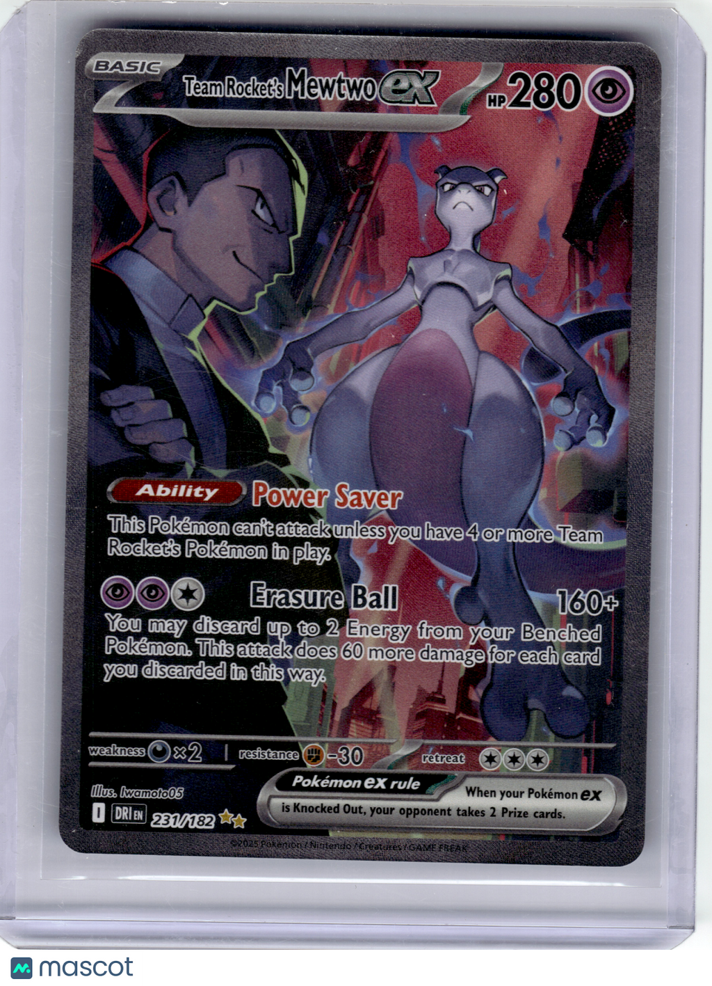 2025 Pokemon—Team Rocket's Mewtwo EX #231 Destined Rivals—SIR Holo