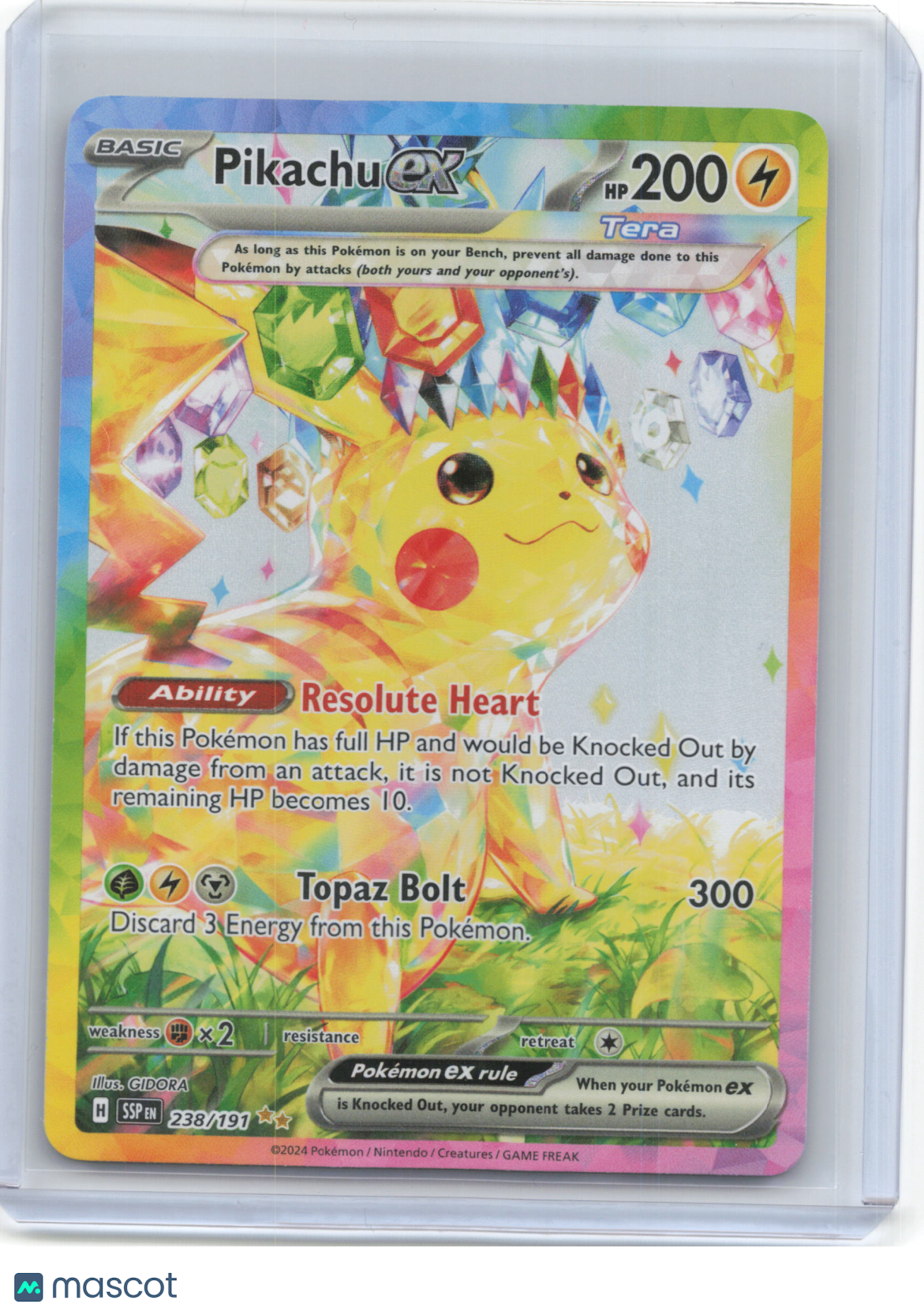 2024 Pokemon—Pikachu ex #238/191 Surging Sparks—Special Illustration Rare Holo