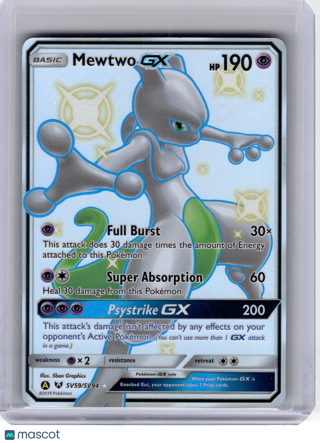 2019 Pokemon—Mewtwo GX #SV59/SV94 Hidden Fates: Shiny Vault—Shiny Holo Rare[LP]
