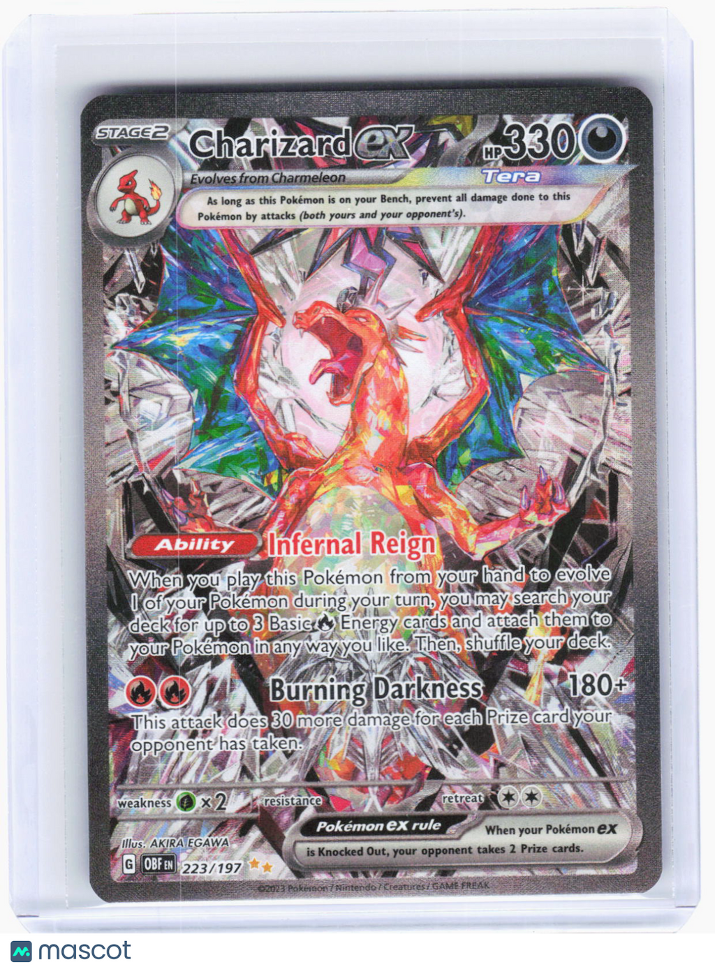 2023 Pokemon—Charizard ex #223/197 Obsidian Flames—SIR Holo (Lightly Played)