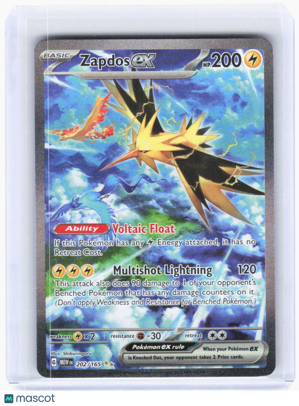 2023 Pokemon—Zapdos ex #202/165 Scarlet & Violet 151—SIR Holo
