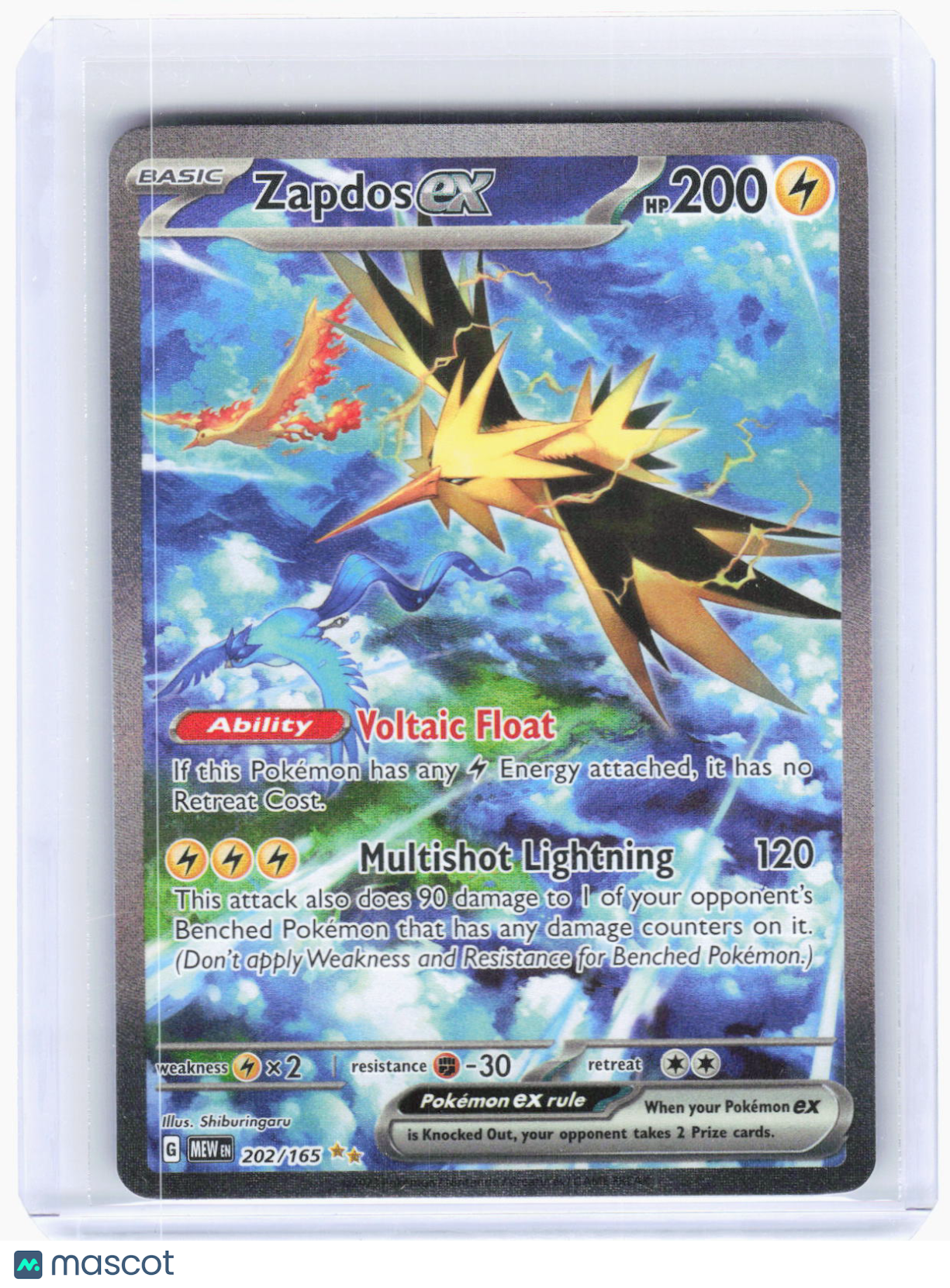 2023 Pokemon—Zapdos ex #202/165 Scarlet & Violet 151—SIR Holo