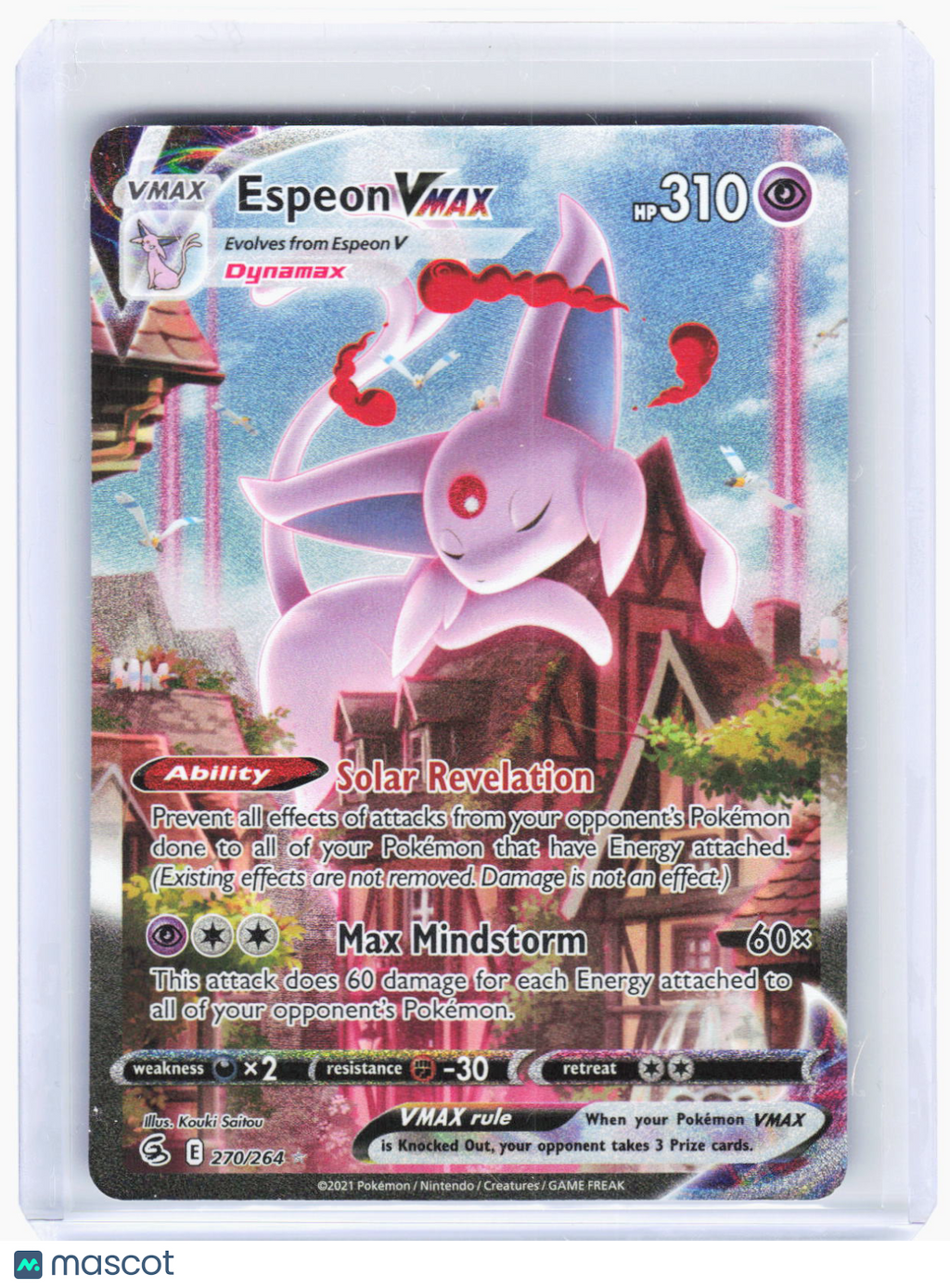 2021 Pokemon—Espeon VMAX (Alt Art Secret) #270/264 Fusion Strike—SR Holo (HP)