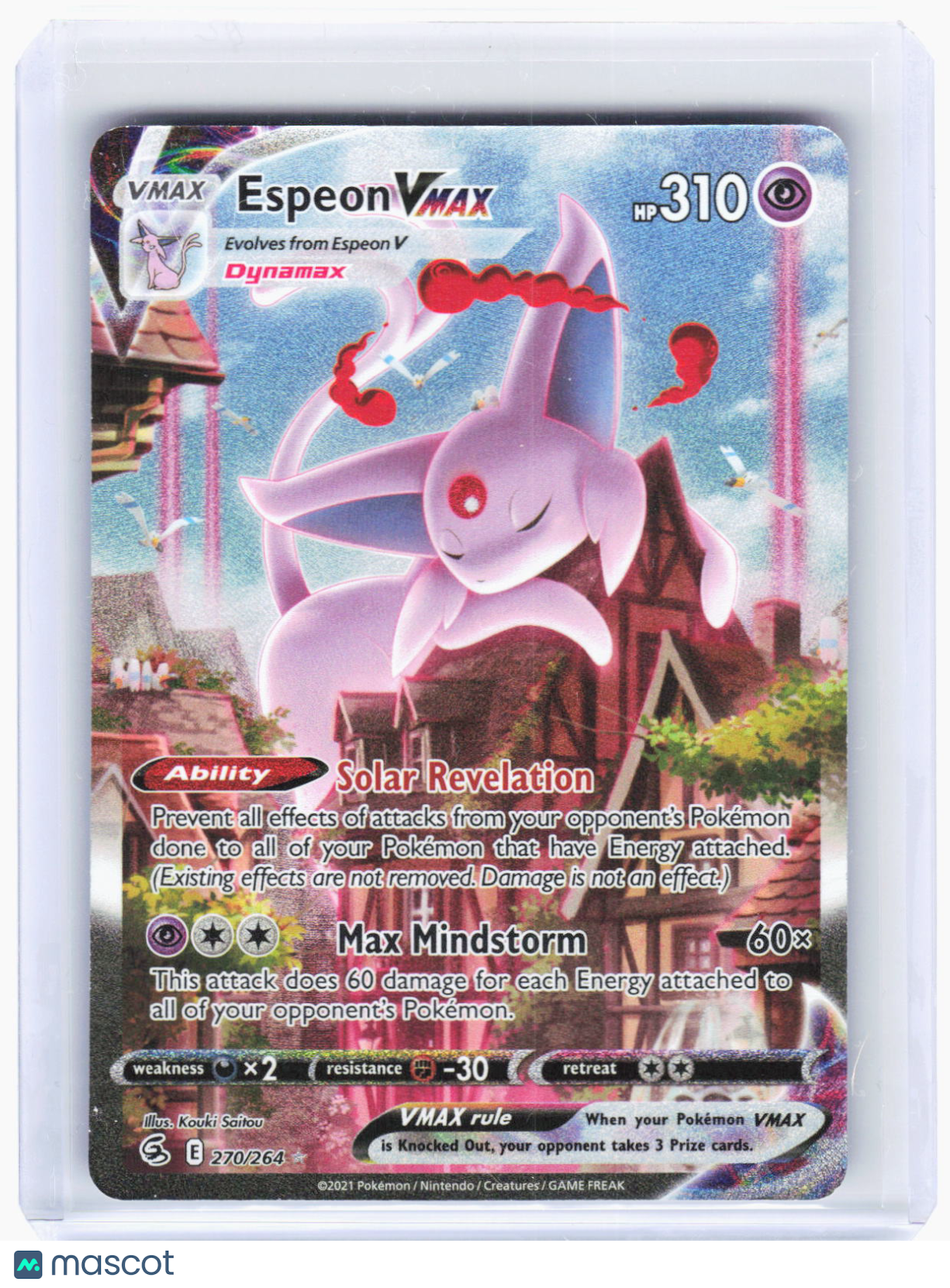 2021 Pokemon—Espeon VMAX (Alt Art Secret) #270/264 Fusion Strike—SR Holo (HP)