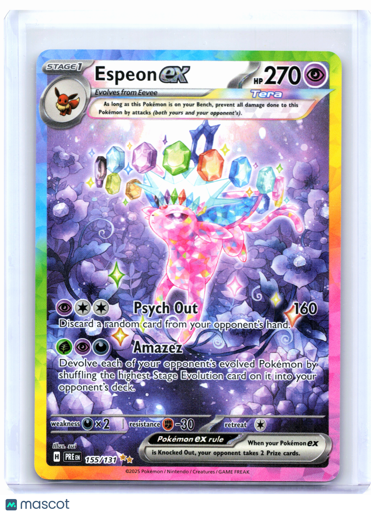 2025 Pokemon—Espeon ex #155/131 Prismatic Evolutions—Special Illustration Rare