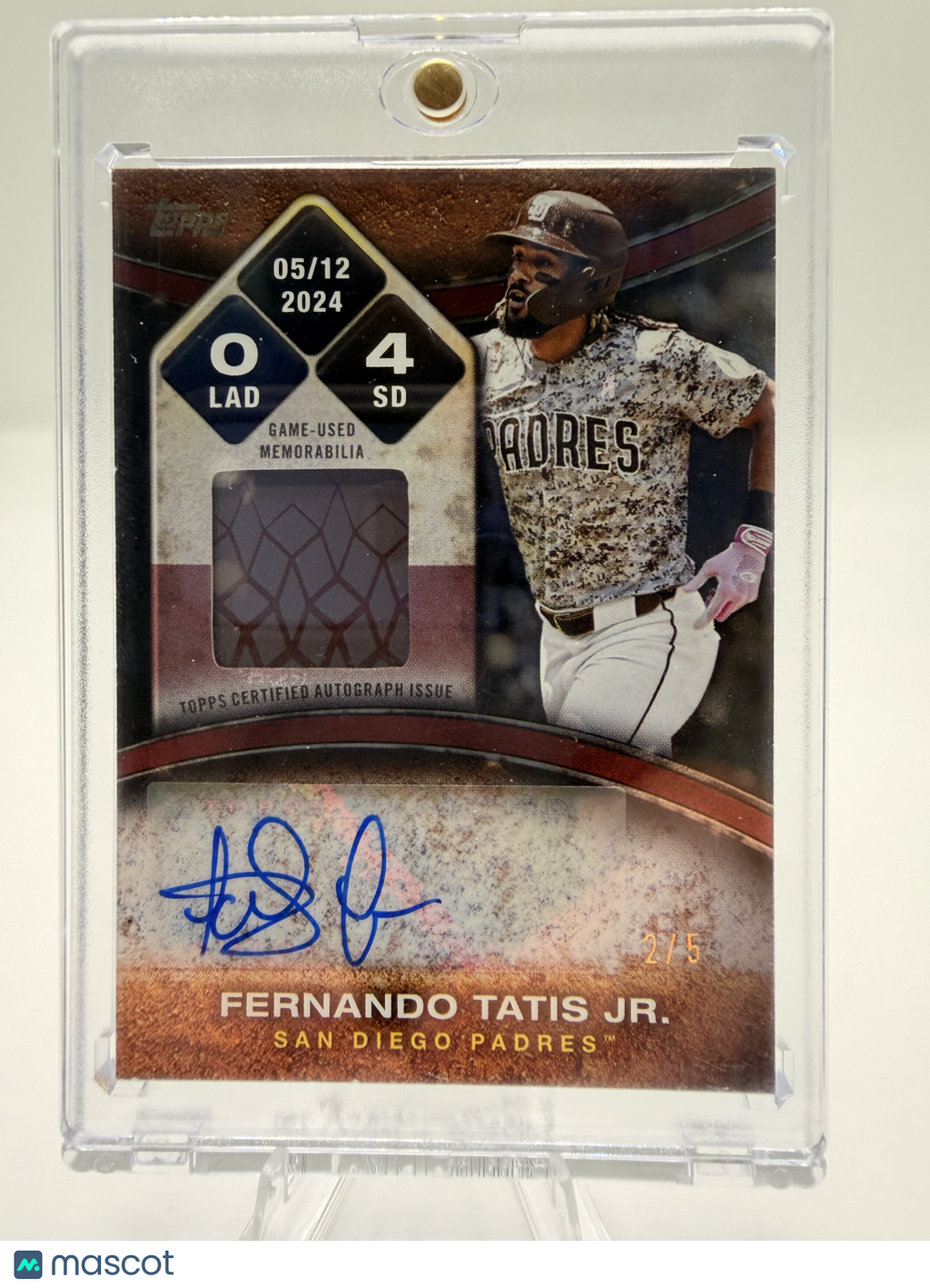 2025 Topps Now—Fernando Tatis Jr. #RTBA-TATIS Game Used Memorabilia Auto 2/5