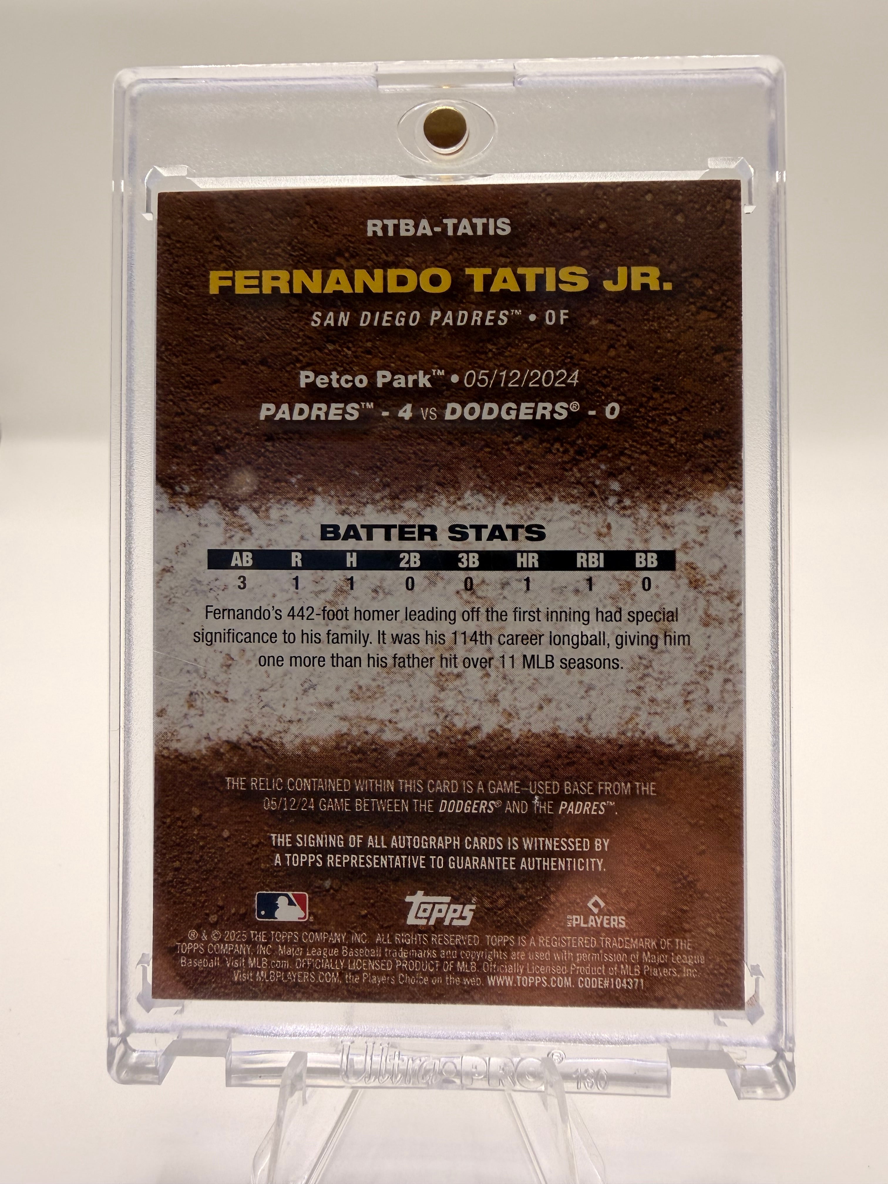 2025 Topps Now—Fernando Tatis Jr. #RTBA-TATIS Game Used Memorabilia Auto 2/5