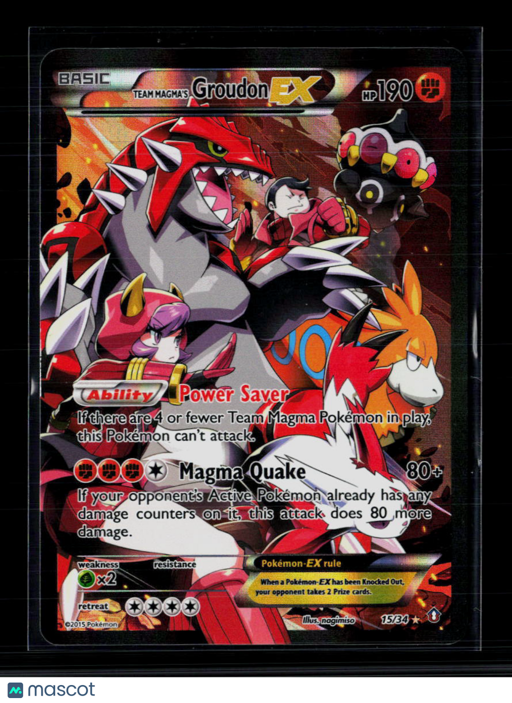Pokemon 2015 Double Crisis Team Magma's Groudon EX FA #15/34