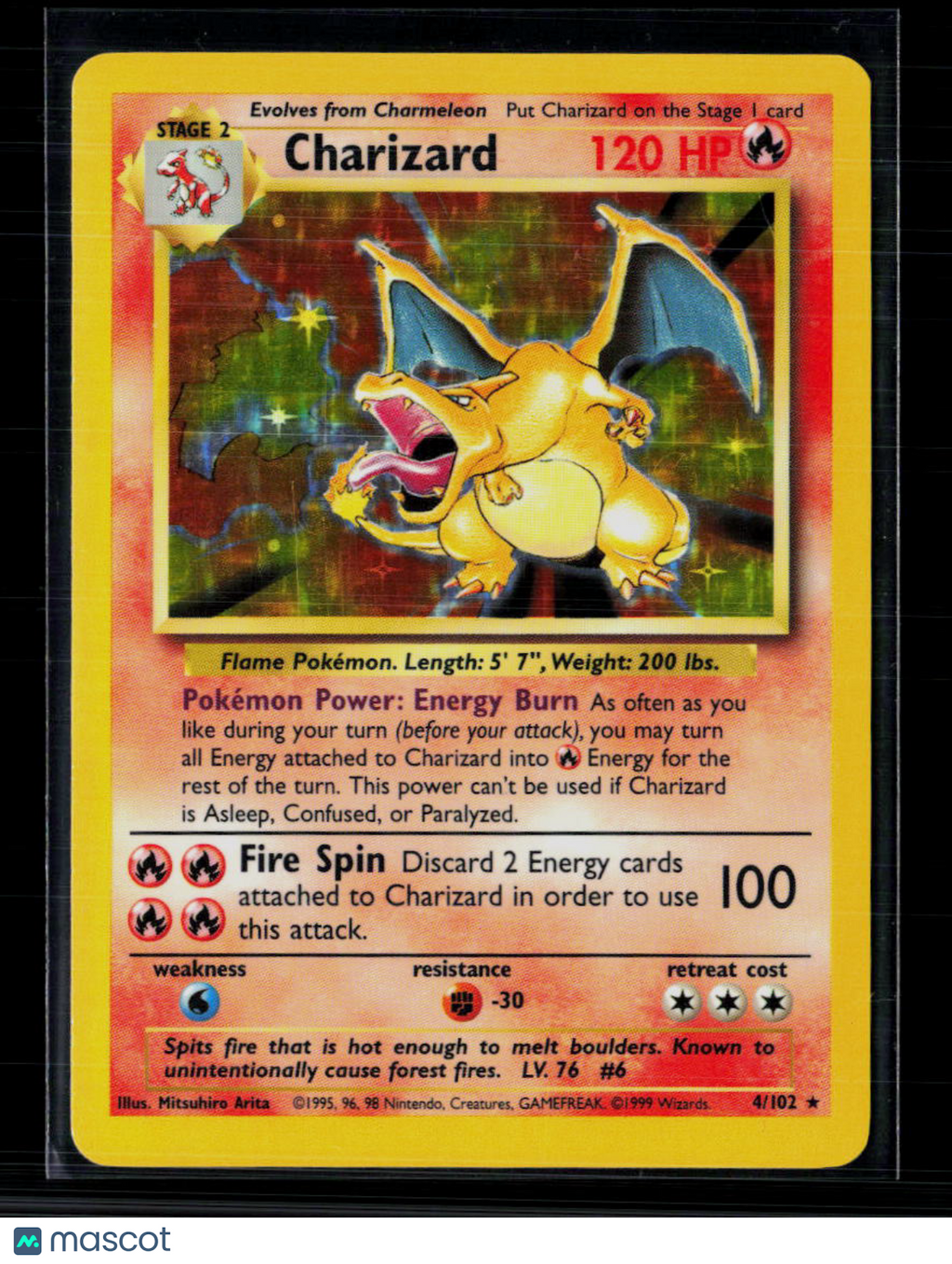 Pokemon 1999 Base Set Charizard #4/102