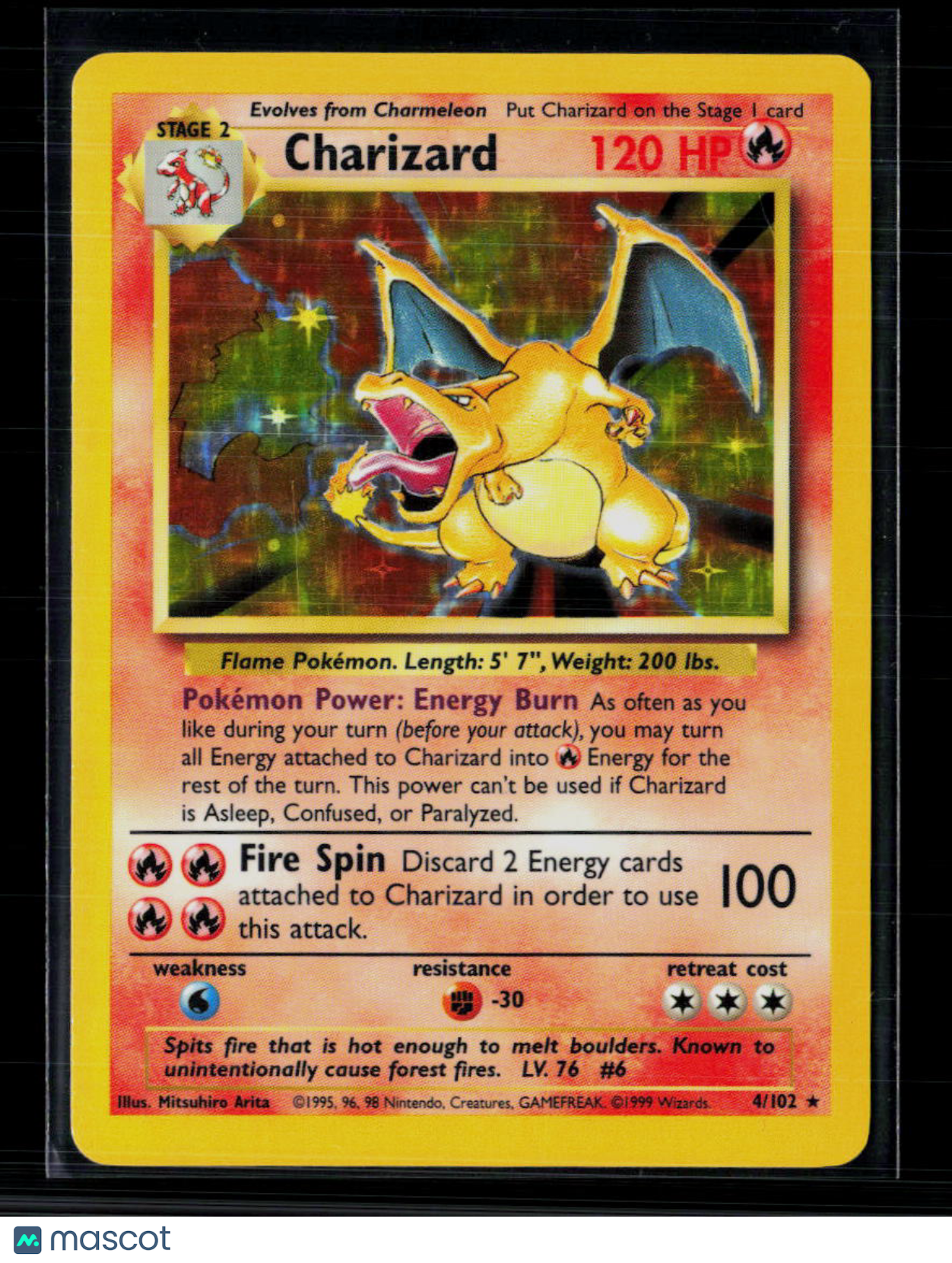 Pokemon 1999 Base Set Charizard #4/102
