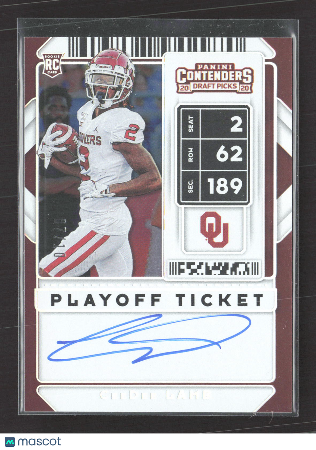 2020 Panini Contenders Draft Picks CeeDee Lamb #106 Playoff Ticket 07/10 RC Auto