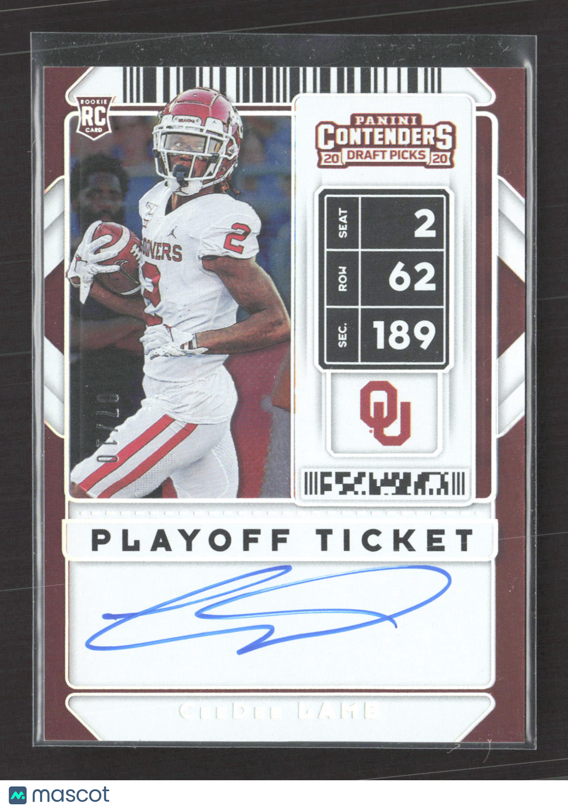 2020 Panini Contenders Draft Picks CeeDee Lamb #106 Playoff Ticket 07/10 RC Auto