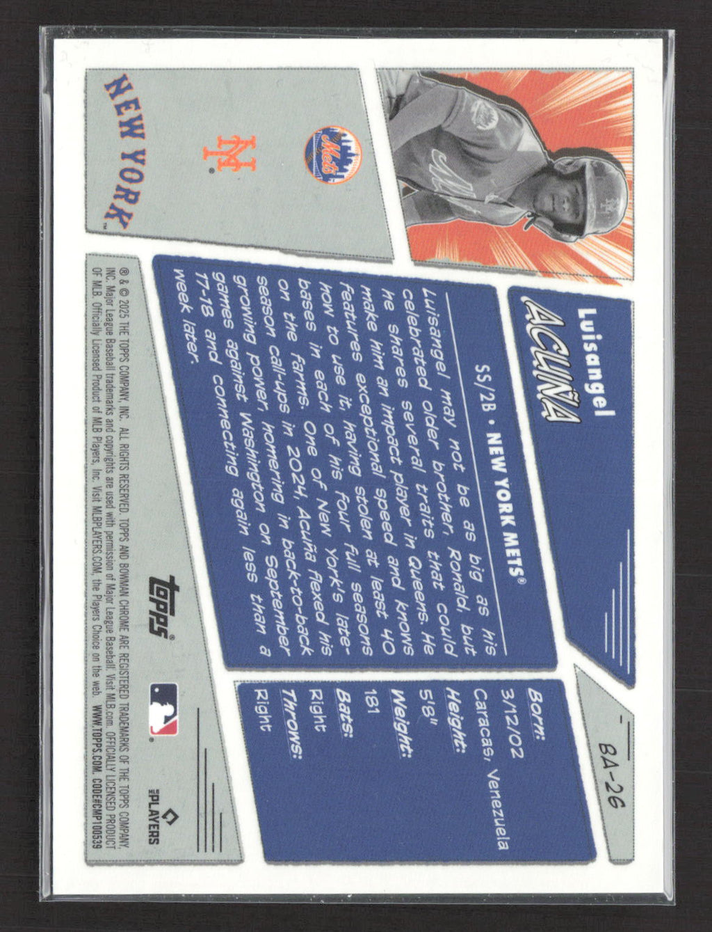 2025 Bowman Chrome Anime Baseball Luisangel Acuna #BA-26 RC