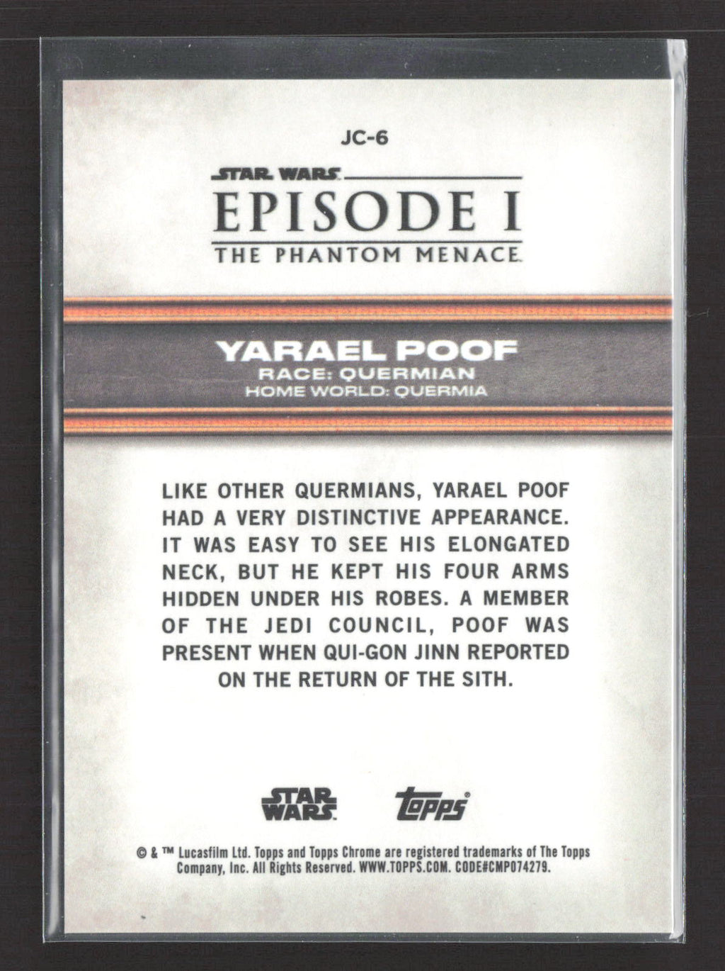 2023 Topps Chrome Star Wars Sapphire Jedi Council #JC-6 Yarael Poof Red