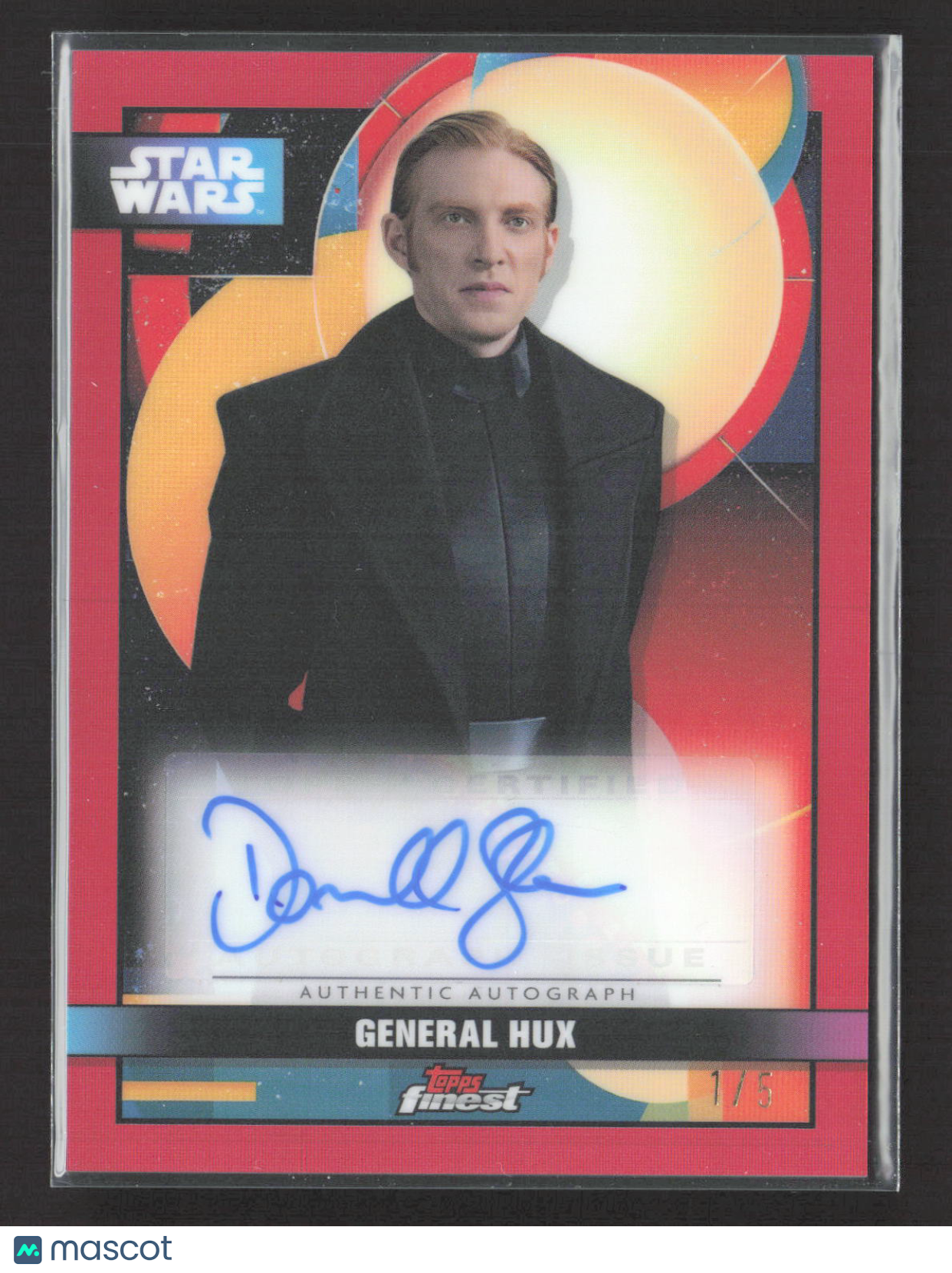 Topps Star Wars Finest Domhnall Gleeson as General Hux Red Auto /5 #FA-DG