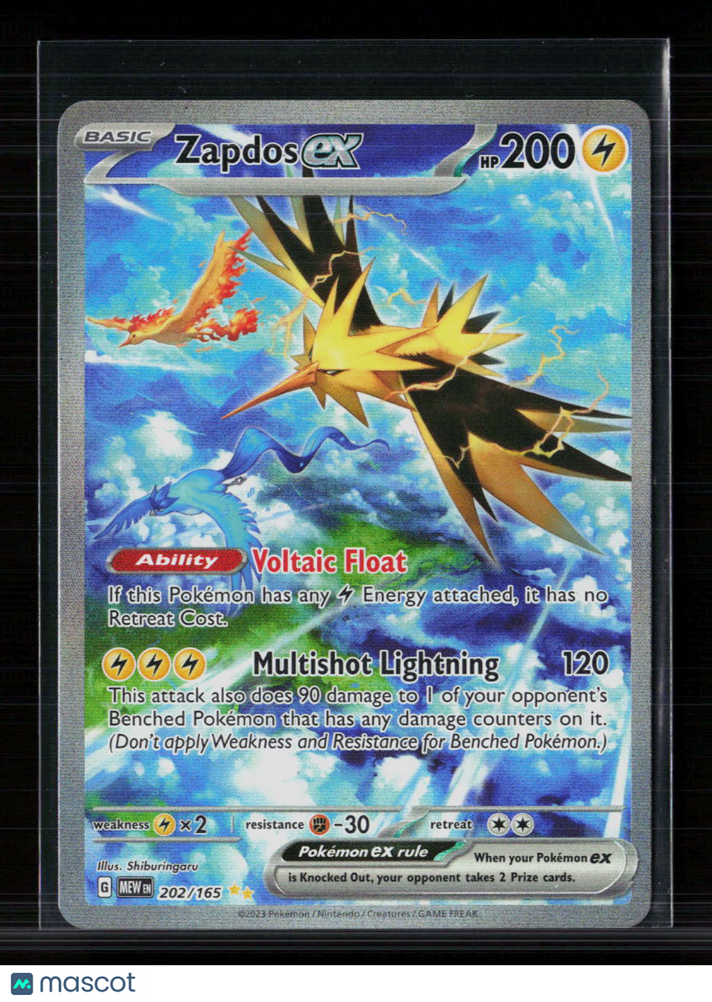Pokemon 2023 Scarlet & Violet 151 Zapdos EX SAR #202/165