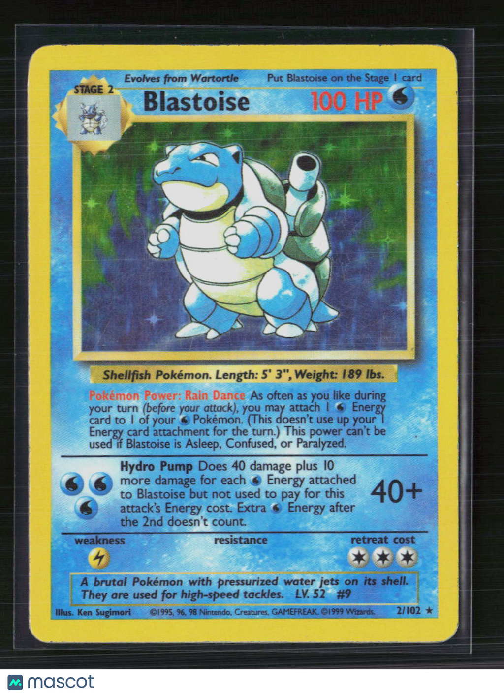 Pokemon 1999 Base Set Blastoise #2/102