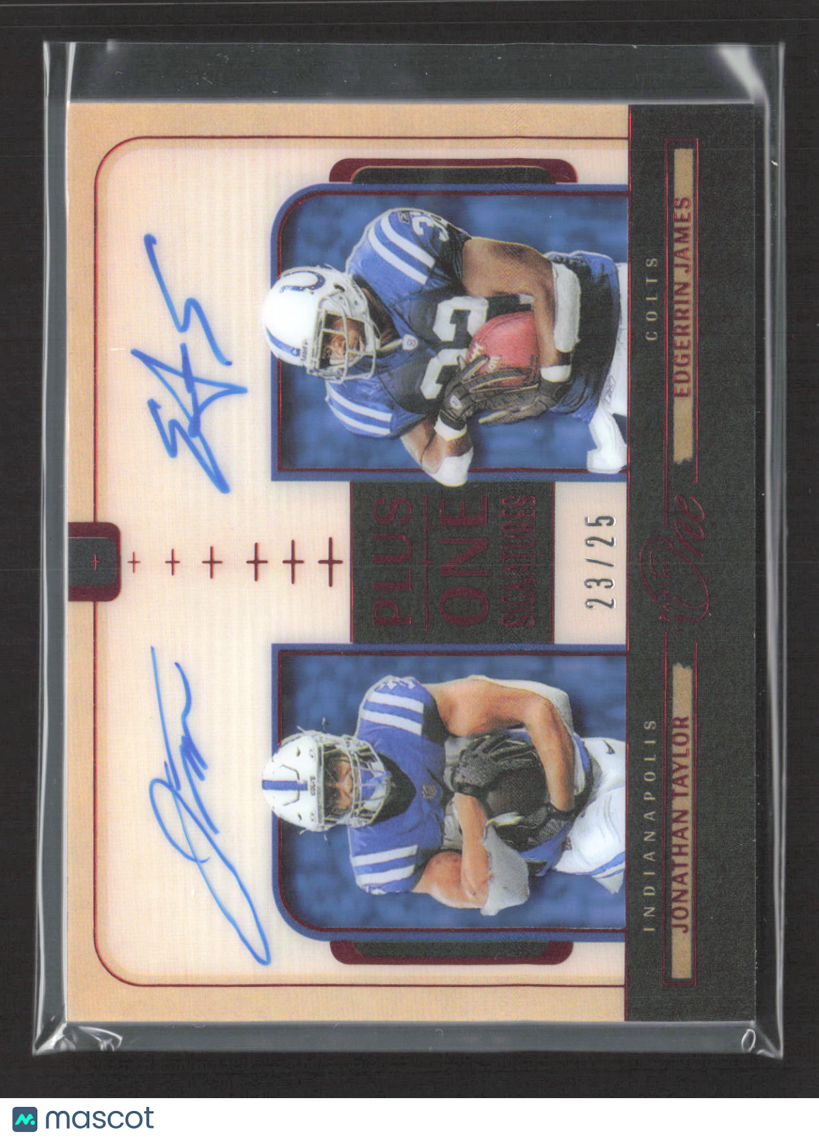 2025 Panini One Plus One Jonathan Taylor Edgerrin James #192 23/25 Auto