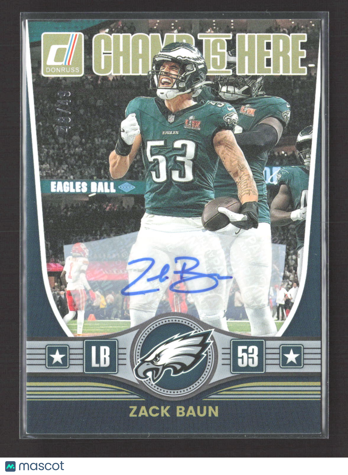 2025 Panini Donruss Champ Is Here Zack Baun #CIH-ZBN 48/49 Auto