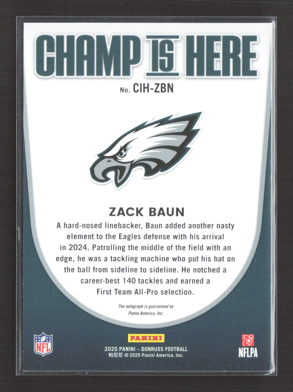 2025 Panini Donruss Champ Is Here Zack Baun #CIH-ZBN 48/49 Auto