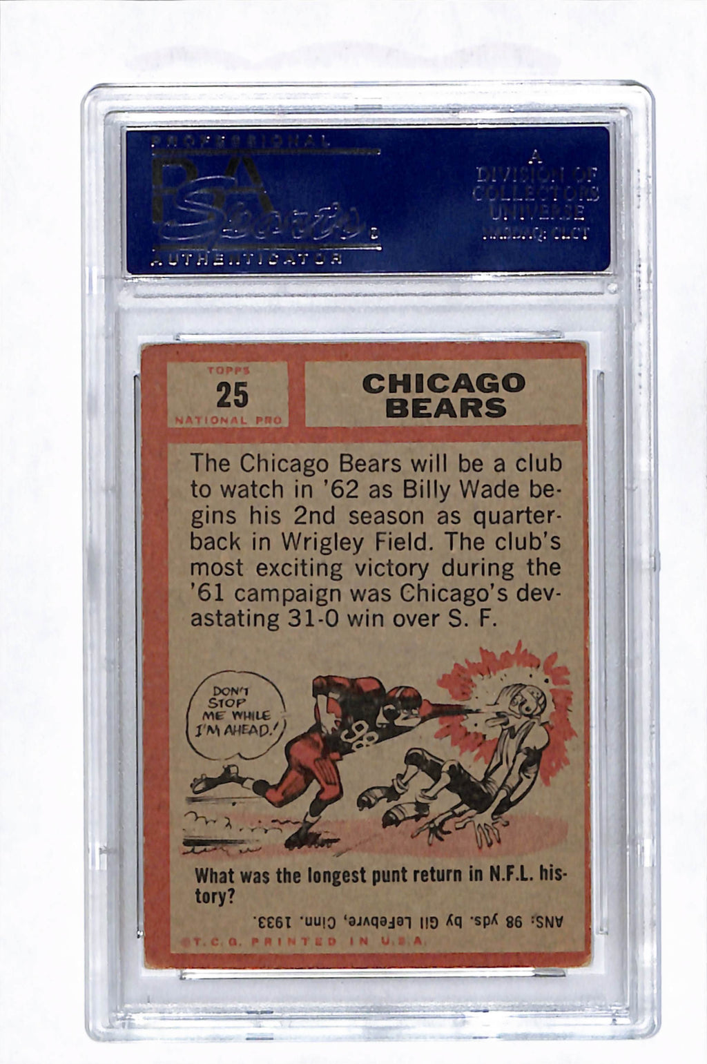 1962 Topps Mike Ditka #25 Auto Psa Authentic