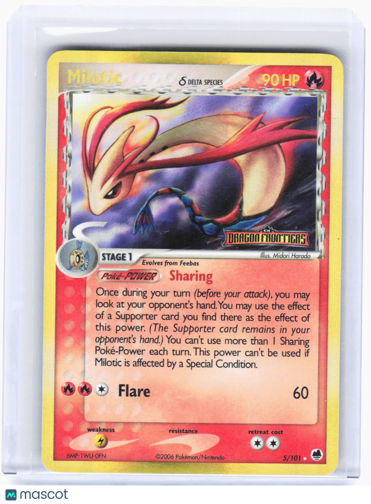 2006 Pokemon—Milotic (Delta Species) #5 Dragon Frontiers—Rare Reverse Holo [LP]