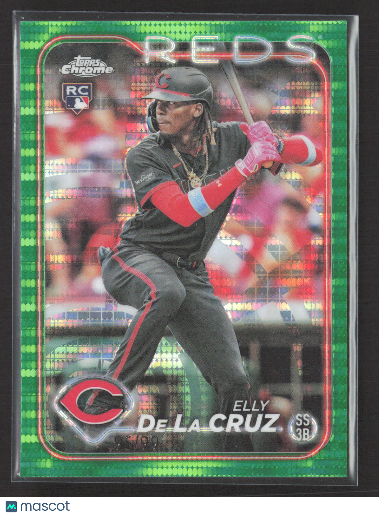 2024 Topps Chrome Elly De La Cruz #44 Green Sonar Refractor RC /99