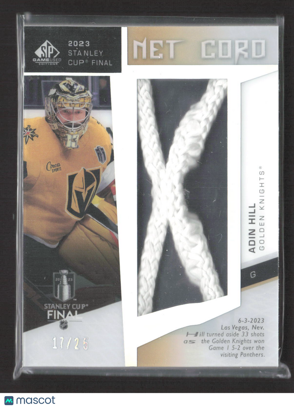2024 Upper Deck SP Game Used Adin Hill #SCN-AH Stanley Cup Final Net Cord /25