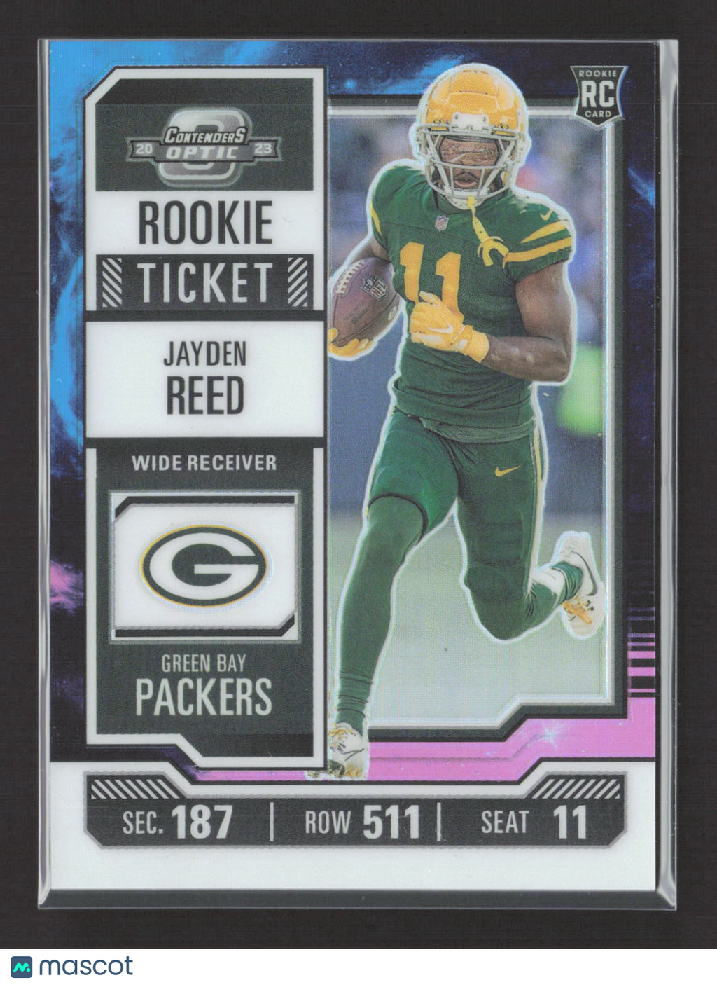 2024 Panini Contenders Optic Prizm Jayden Reed #76 Nebula RC 02/02