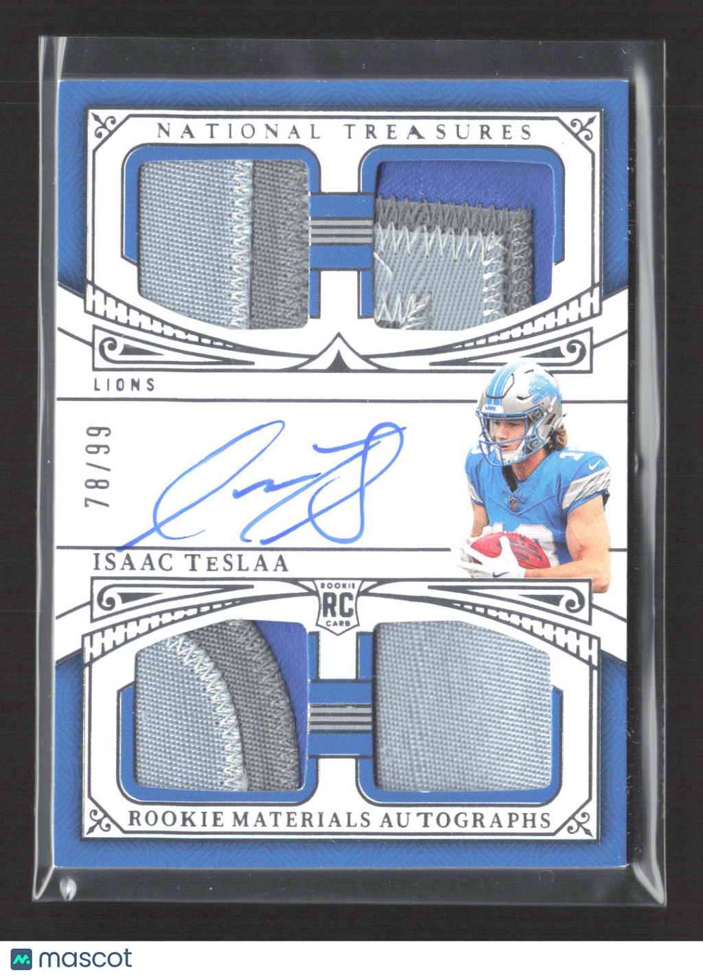 2026 Panini National Treasures Isaac TeSlaa Quad Patch RC 78/99 Rookie Auto