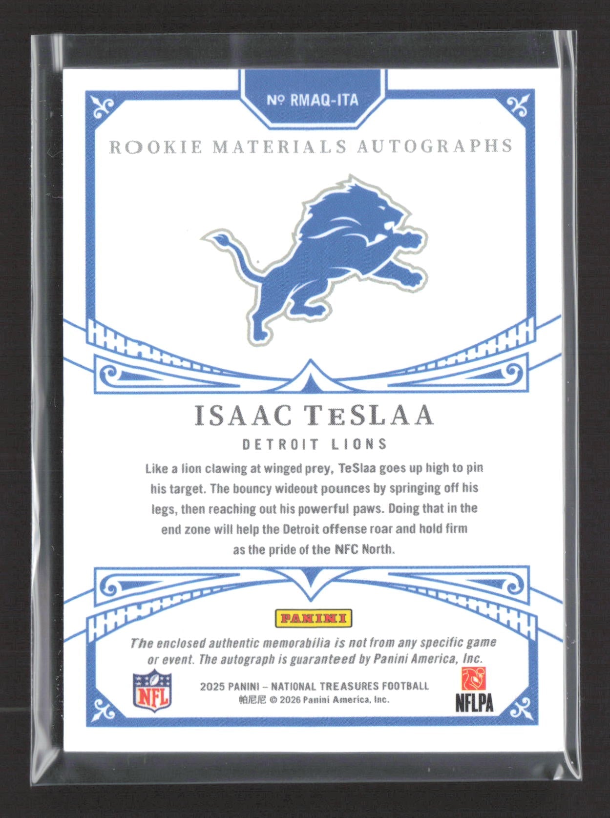 2026 Panini National Treasures Isaac TeSlaa Quad Patch RC 78/99 Rookie Auto