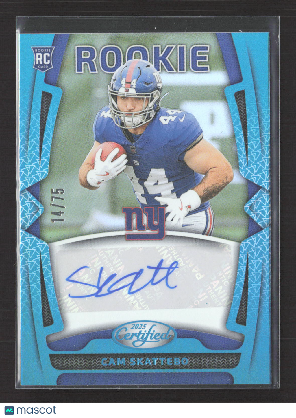 2025 Panini Certified Cam Skattebo #RSI-CSO Teal 14/75 RC Auto