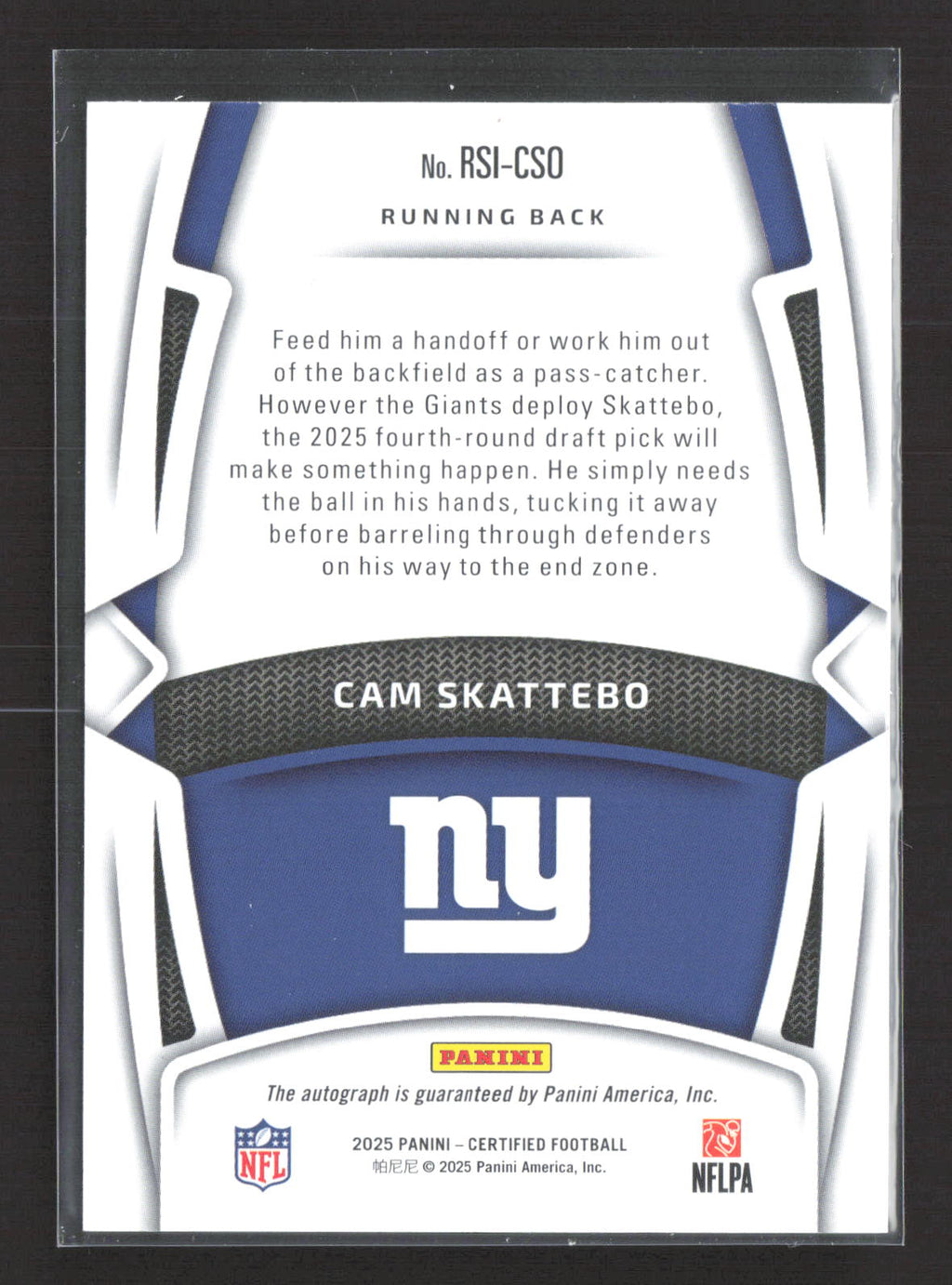 2025 Panini Certified Cam Skattebo #RSI-CSO Teal 14/75 RC Auto