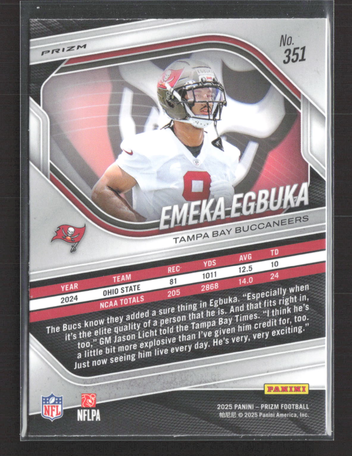2025 Panini Prizm Emeka Egbuka #351 Snakeskin RC
