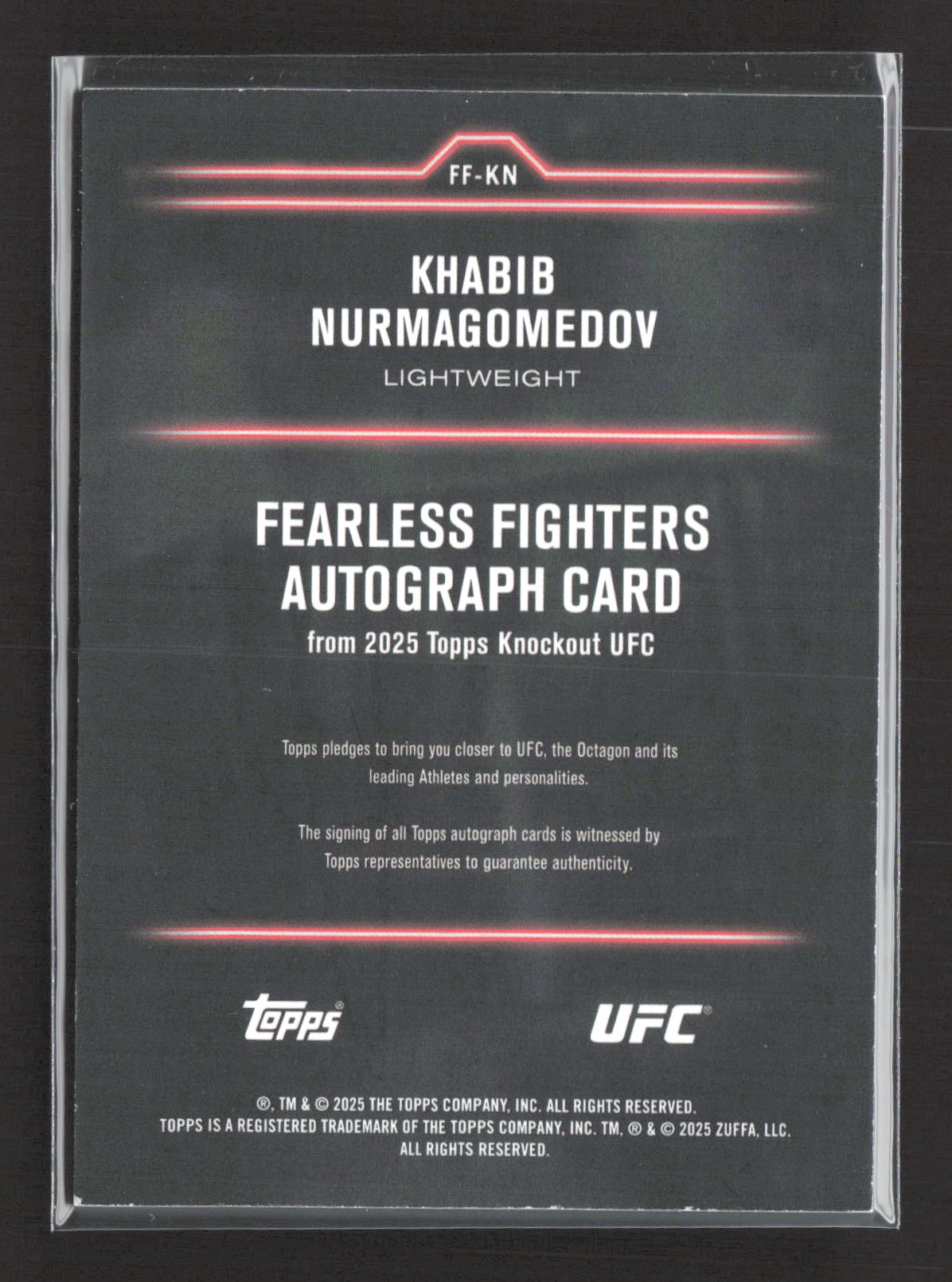 2025 Topps Knockout UFC Fearless Fighters Khabib Nurmagomedov #FF-KN 43/50 Auto