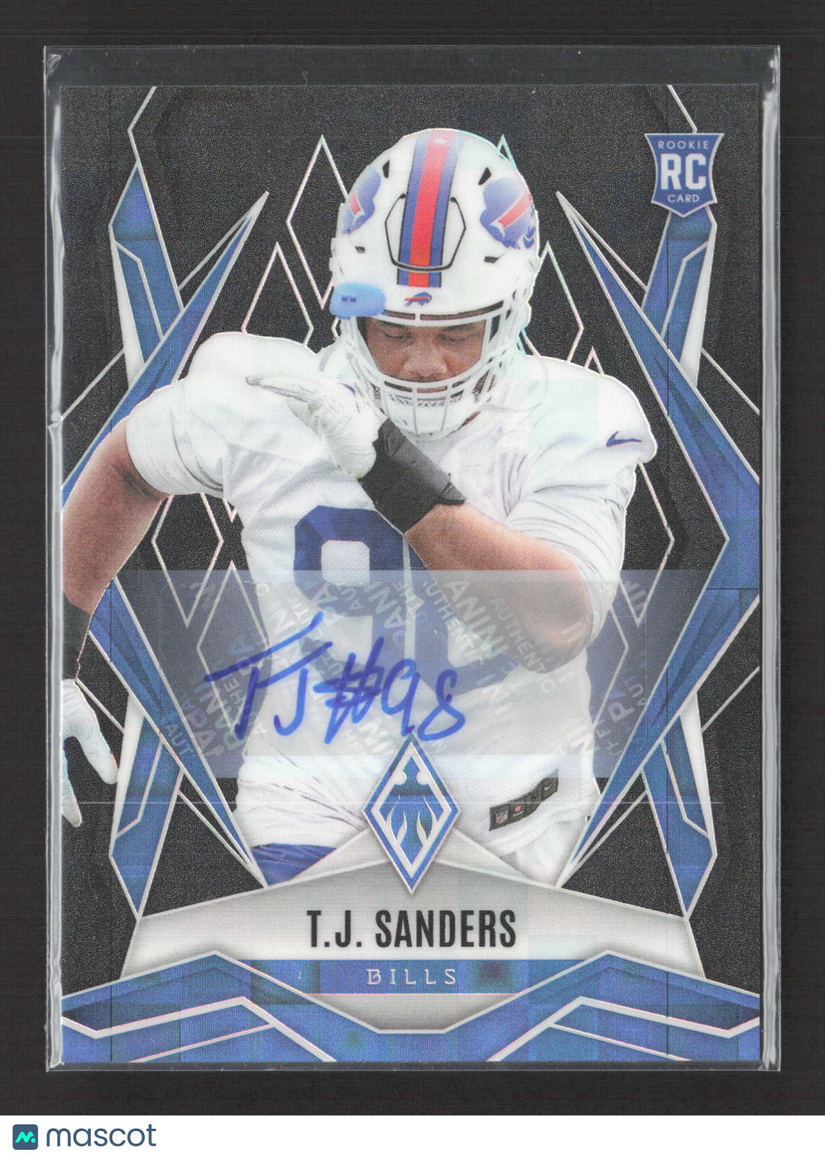 2025 Panini Phoenix Football T.J. Sanders #181 RC Black Pandora Auto 1/1
