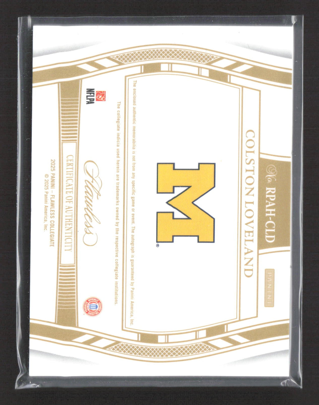 2025 Panini Flawless Collegiate Colston Loveland #RPAH-CLD 11/15 Patch Auto