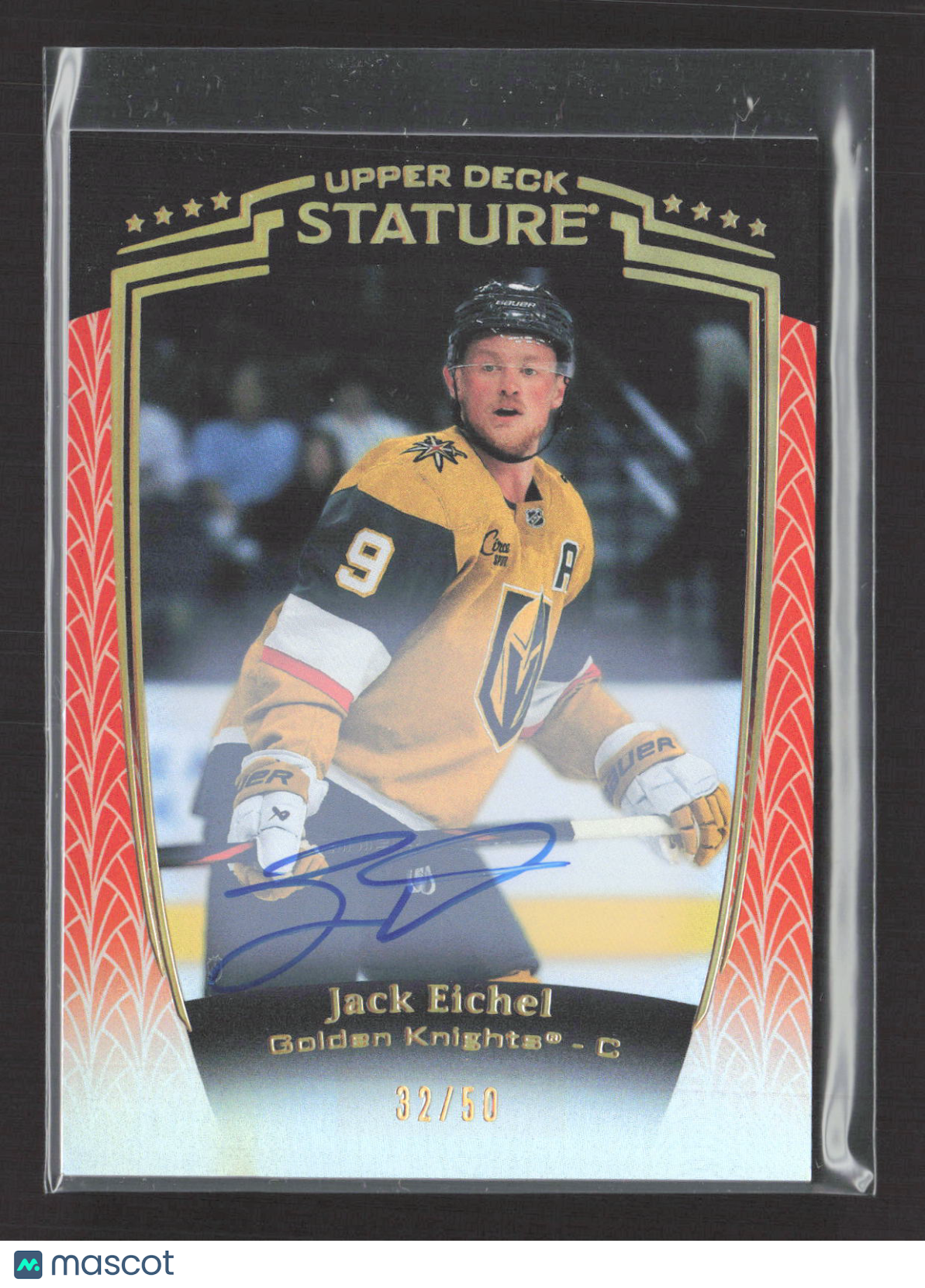 2025 Upper Deck Stature Jack Eichel #7 Auto Orange 32/50 Auto