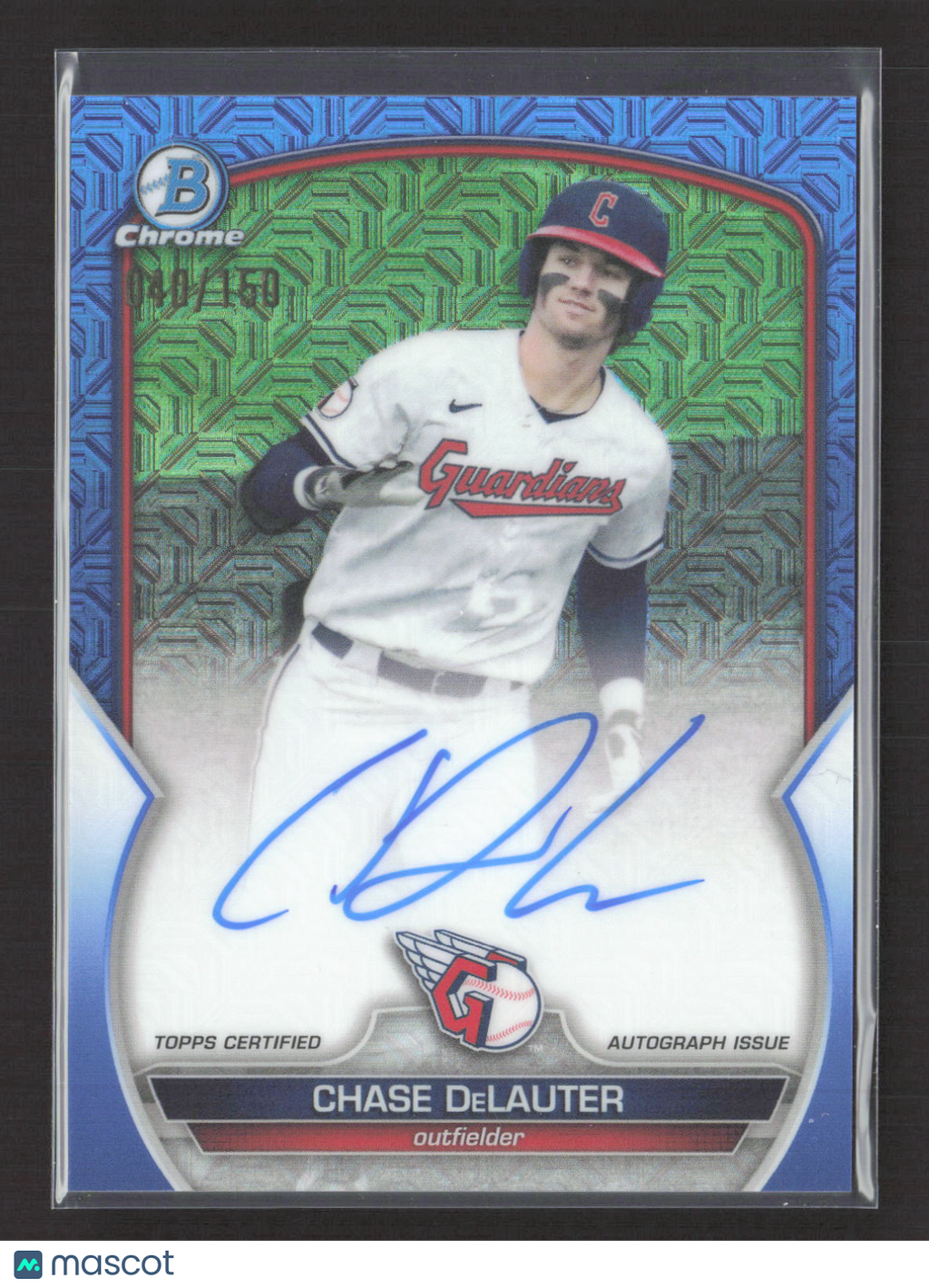2023 Bowman Chrome Chase DeLauter #BMA-CD Blue Mojo Refractor /150 Auto
