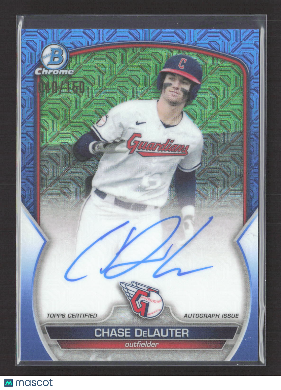 2023 Bowman Chrome Chase DeLauter #BMA-CD Blue Mojo Refractor /150 Auto