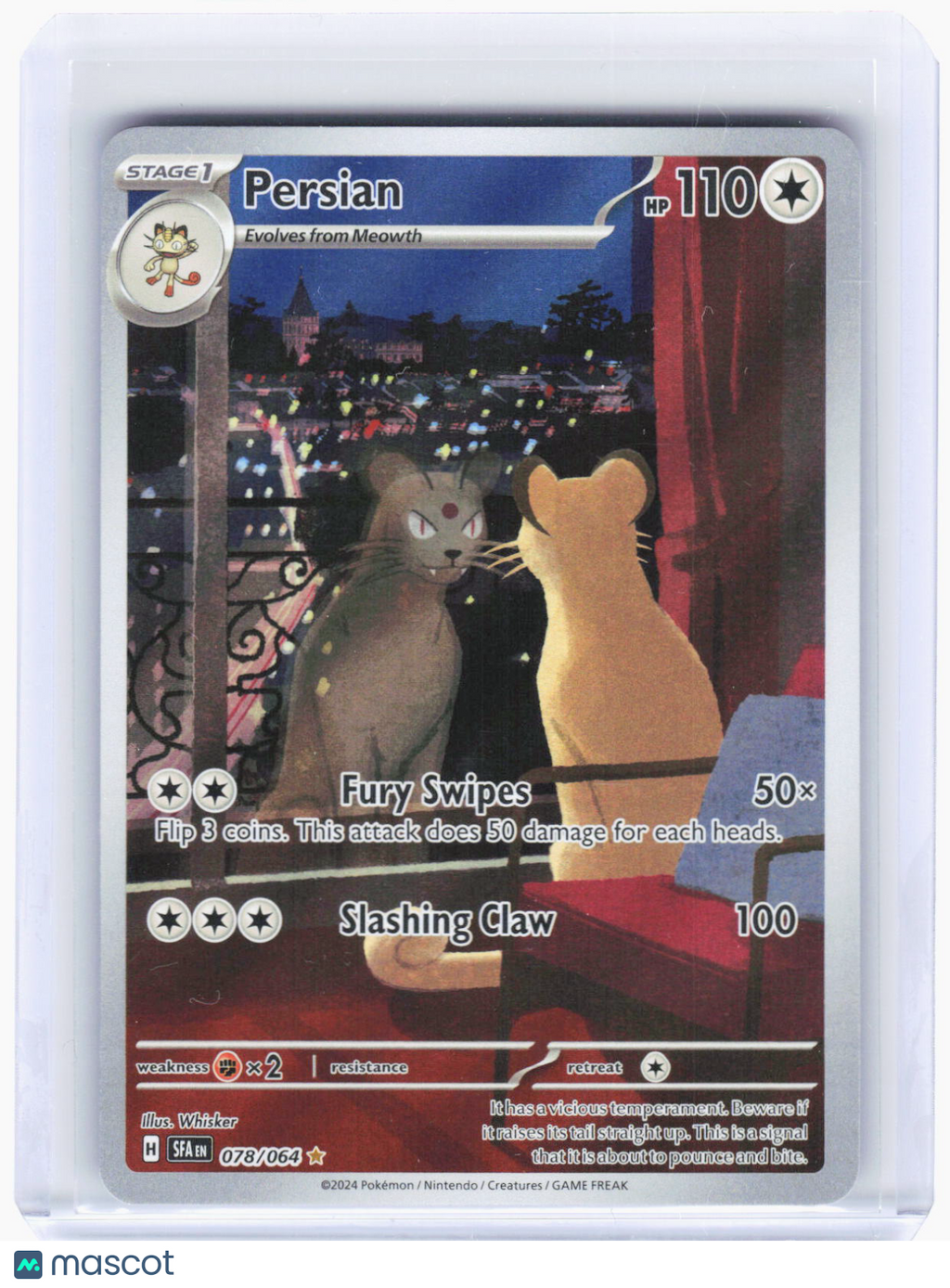 2024 Pokemon—Persian #78/64 Shrouded Fable—Illustration Rare Foil