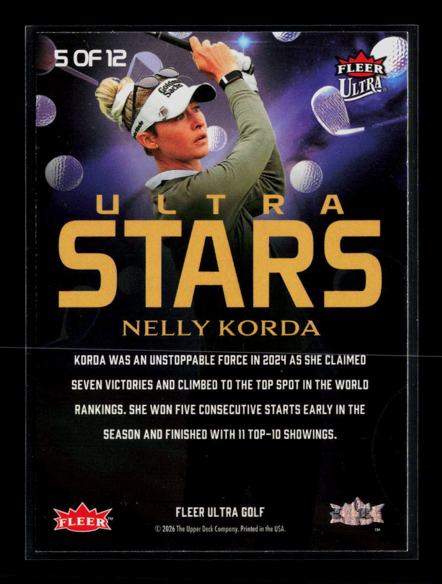 2026 Fleer Ultra Golf Ultra Stars Nelly Korda #5 OF 12
