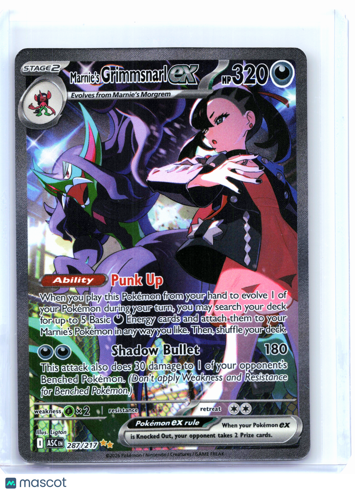 2026 Pokemon—Marnie's Grimmsnarl ex #287 Ascended Heroes—SIR Holo