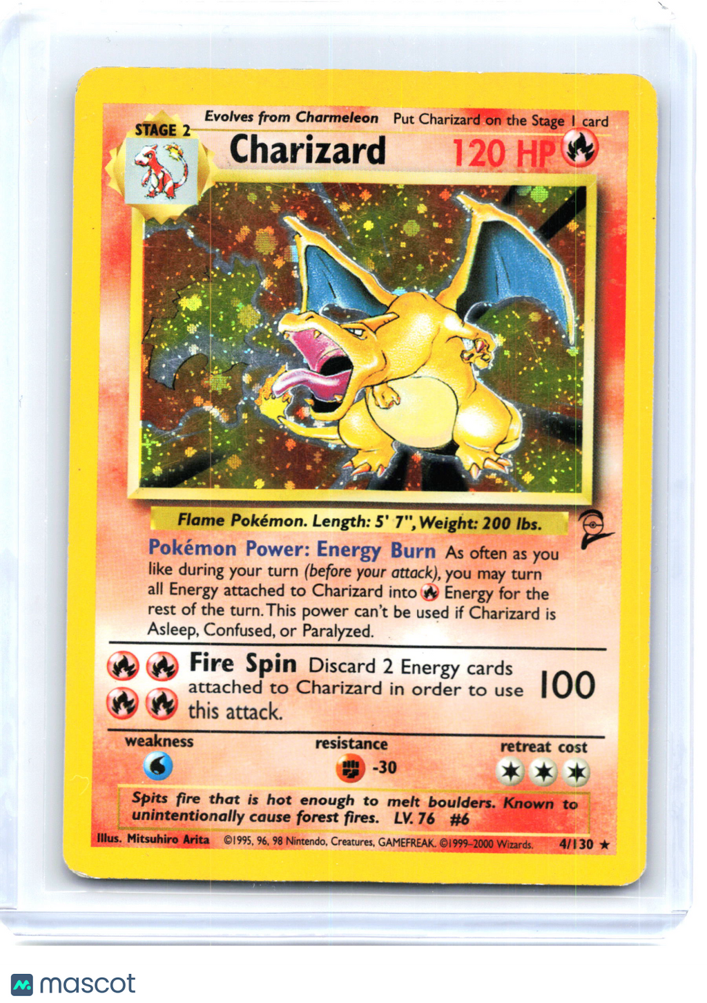 2000 Pokemon—Charizard #4 Base Set 2—Holo Rare Holo [Damaged]