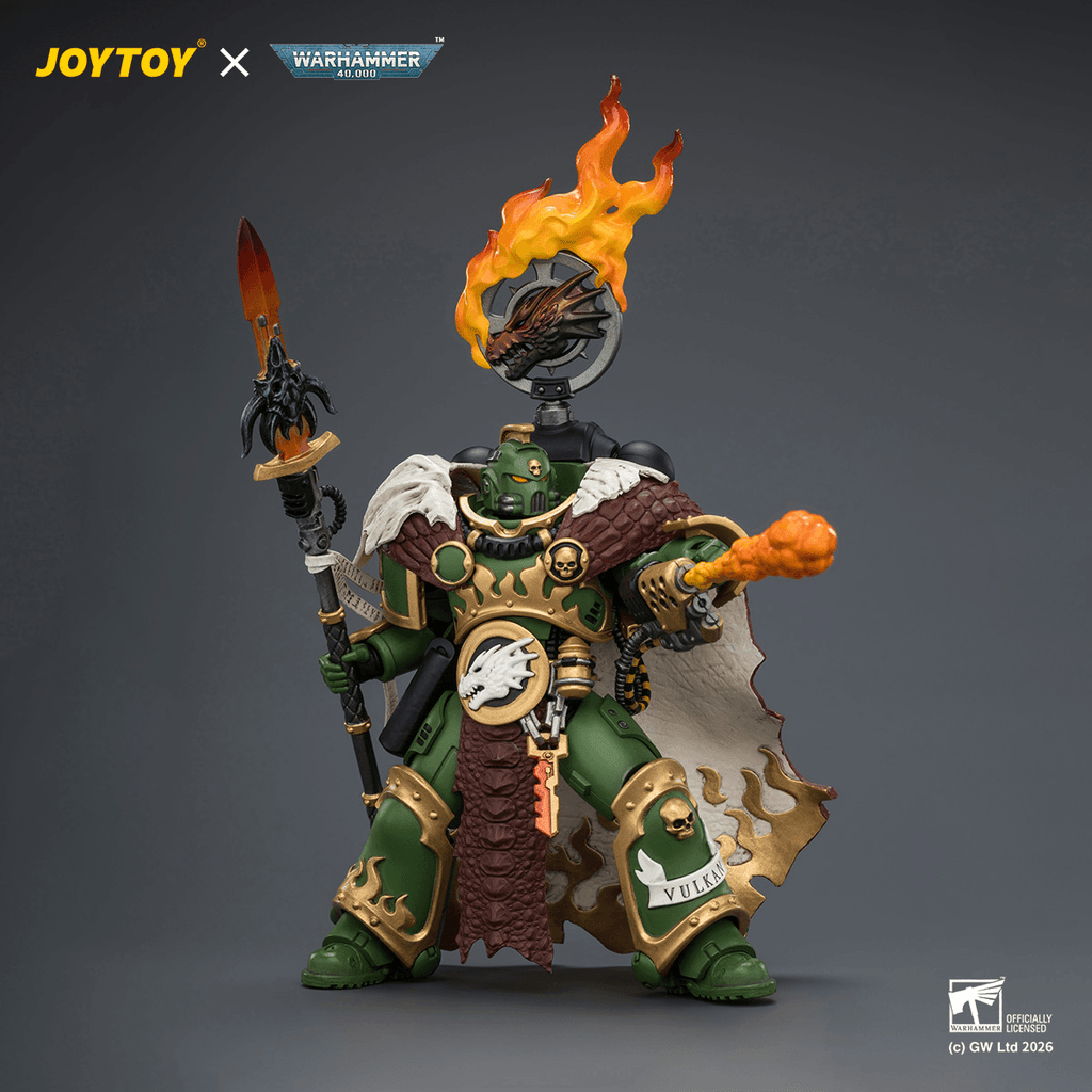 Salamanders Vulkan He'stan, the Forgefather with the Spear of Vulkan and the Gauntlet of the Forge