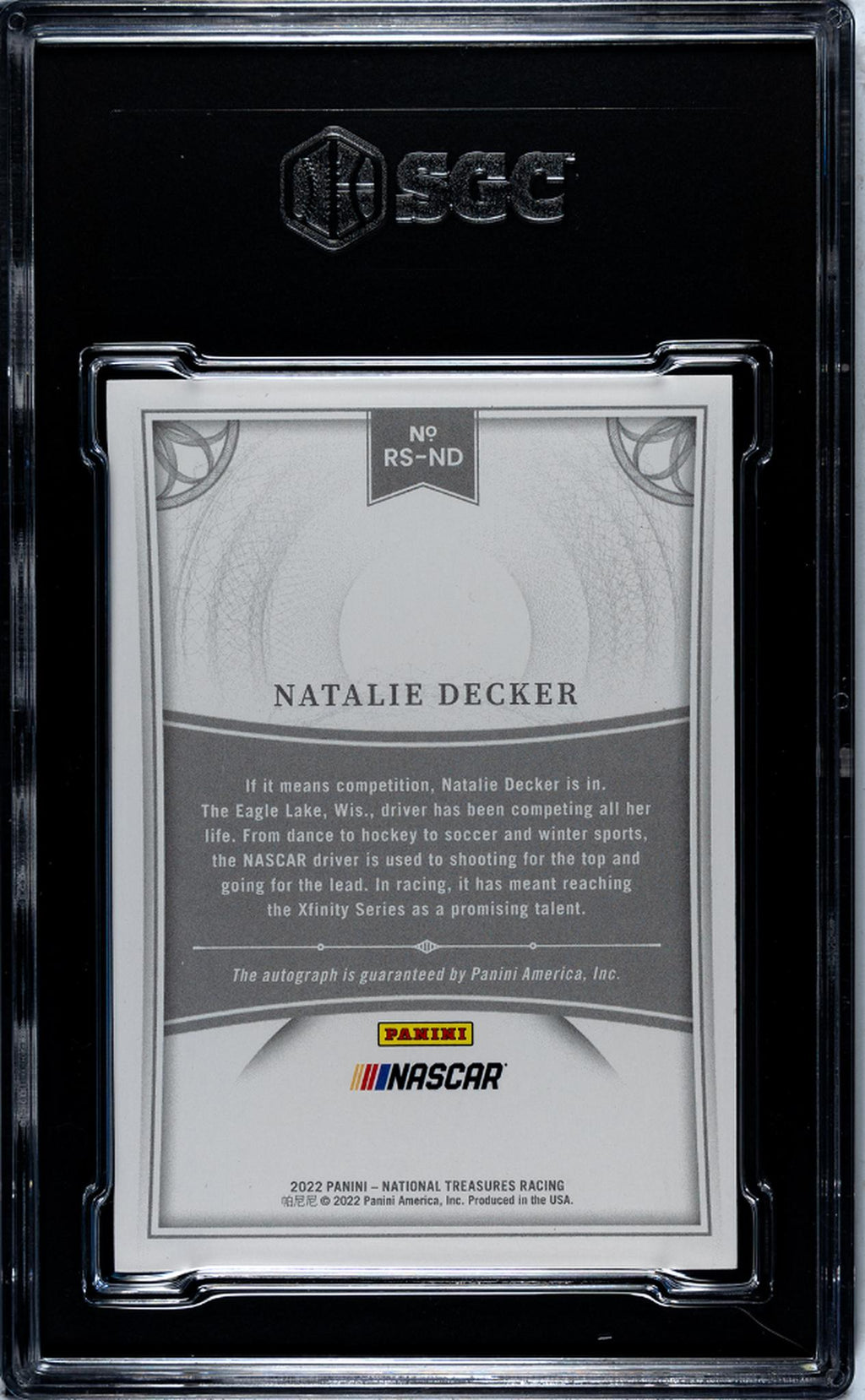 2022 National Treasures #RS-ND Natalie Decker Retro Signatures /10 SGC 9.5