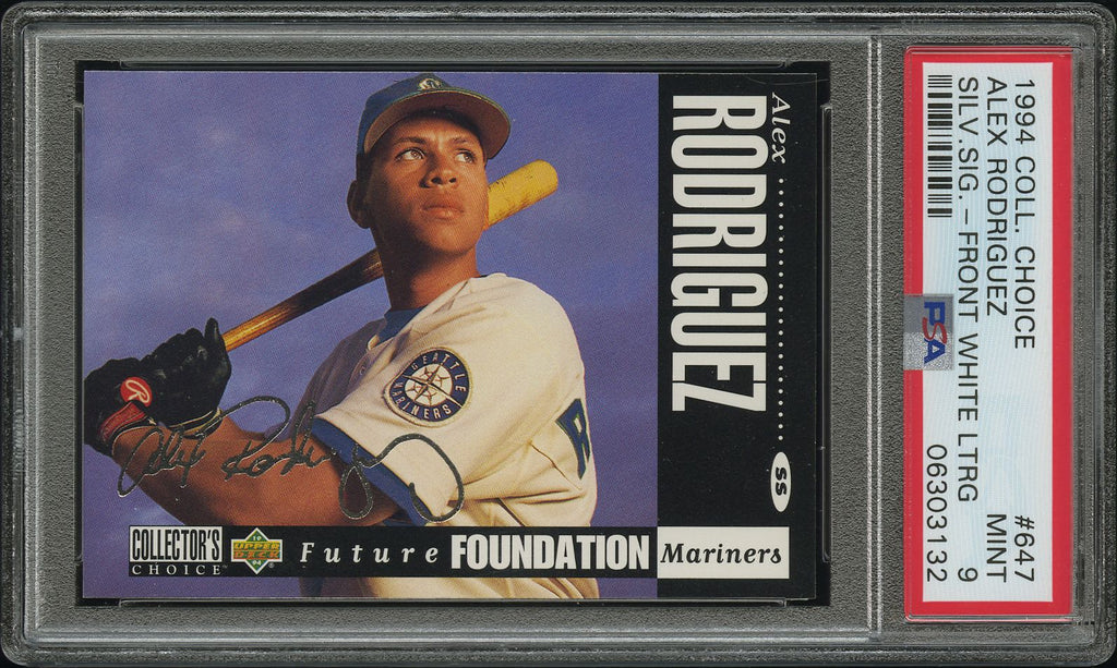 1994 Collector's Choice Silver Signature White Letter Variation Alex Rodriguez #647 PSA 9