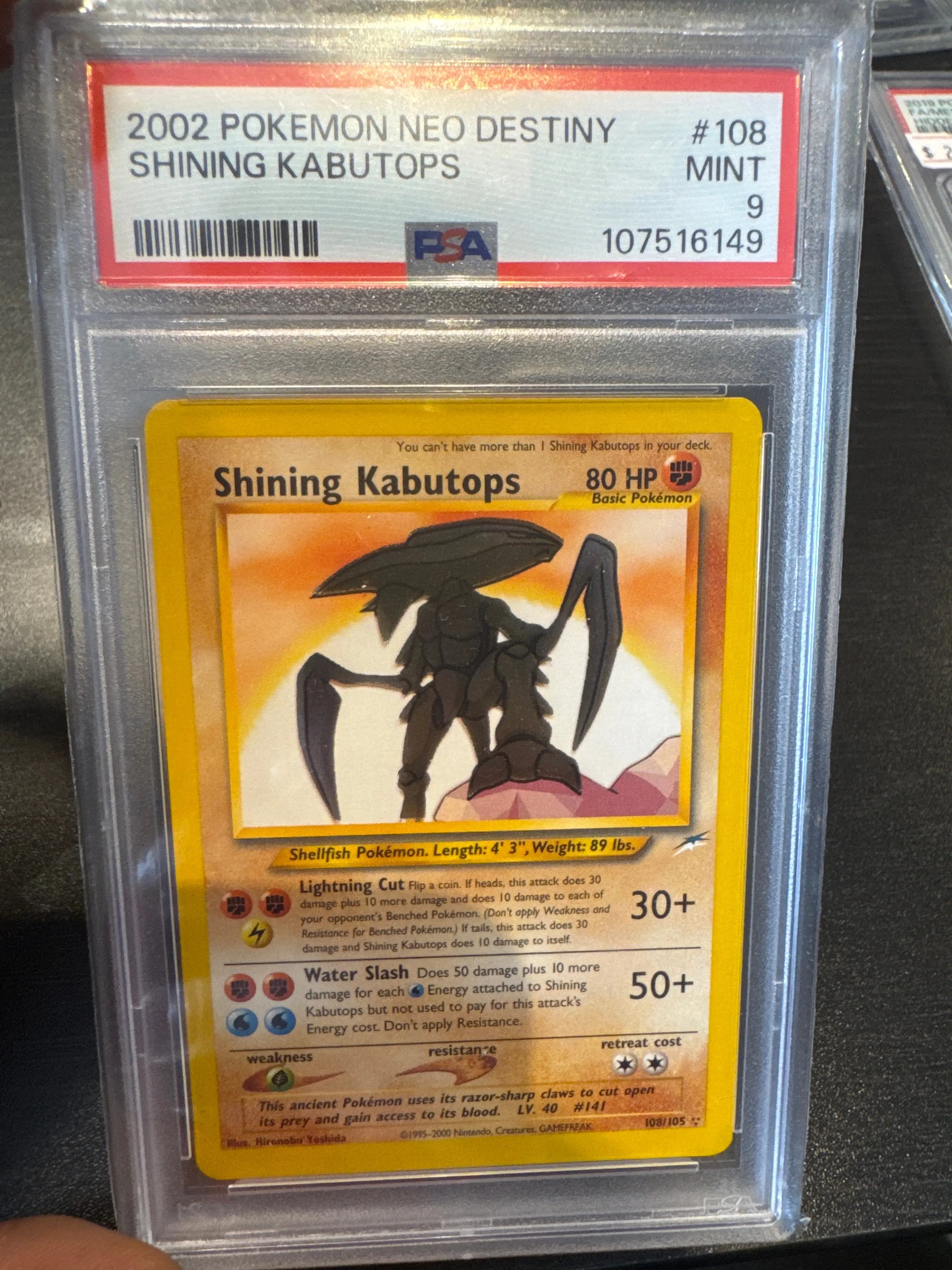 PSA 9 - 2002 POKEMON NEO DESTINY #108 SHINING KABUTOPS