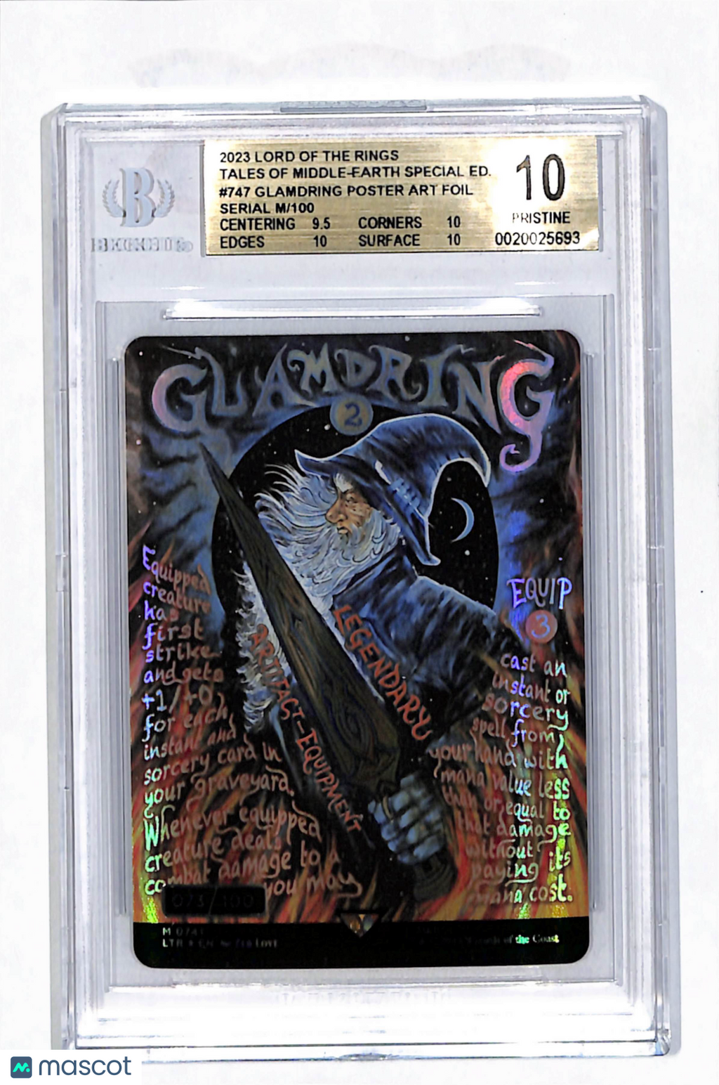 MTG Lord of the Rings BGS 10 Glamdring POSTER ART FOIL SERIAL 73/100 #0747