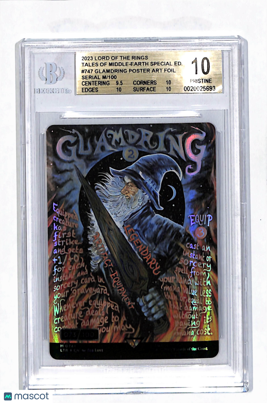 MTG Lord of the Rings BGS 10 Glamdring POSTER ART FOIL SERIAL 73/100 #0747